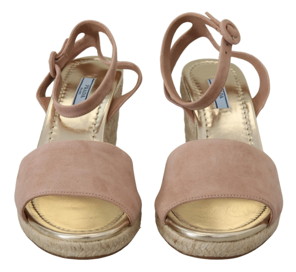 Prada Pink Suede Leather Ankle Strap Sandals - Luxury Boutique Co
