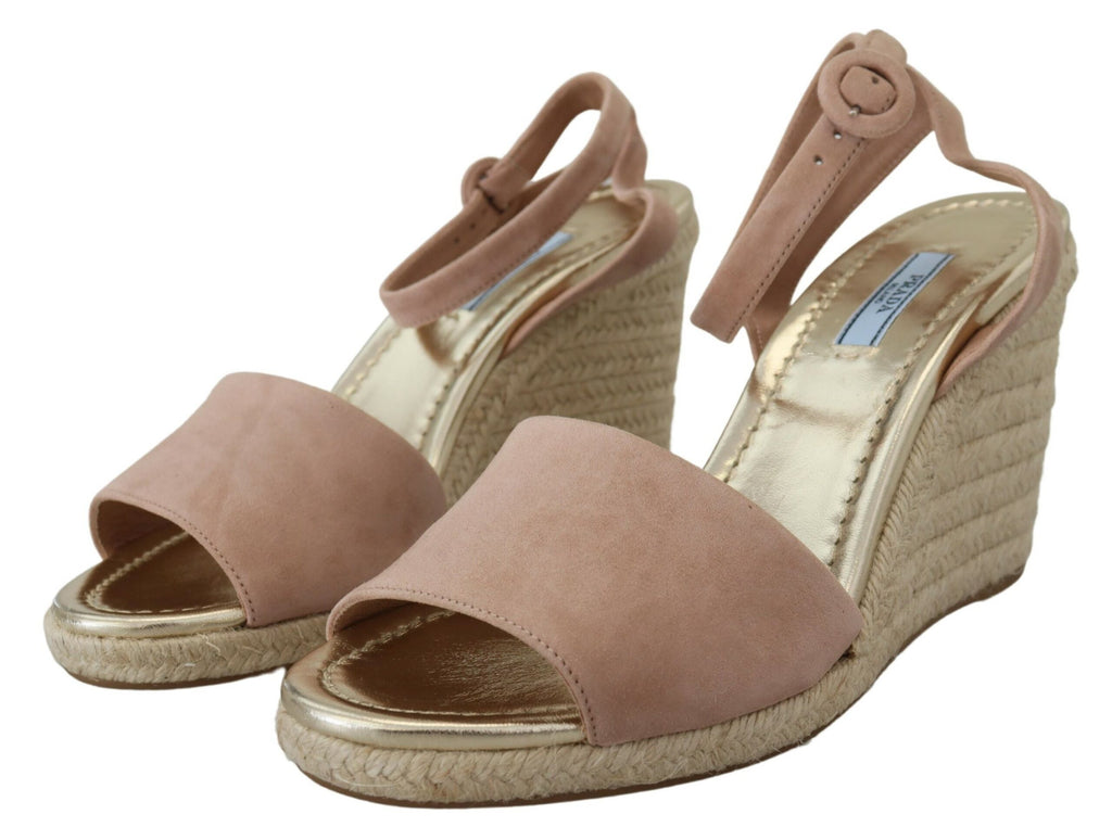 Prada Pink Suede Leather Ankle Strap Sandals - Luxury Boutique Co