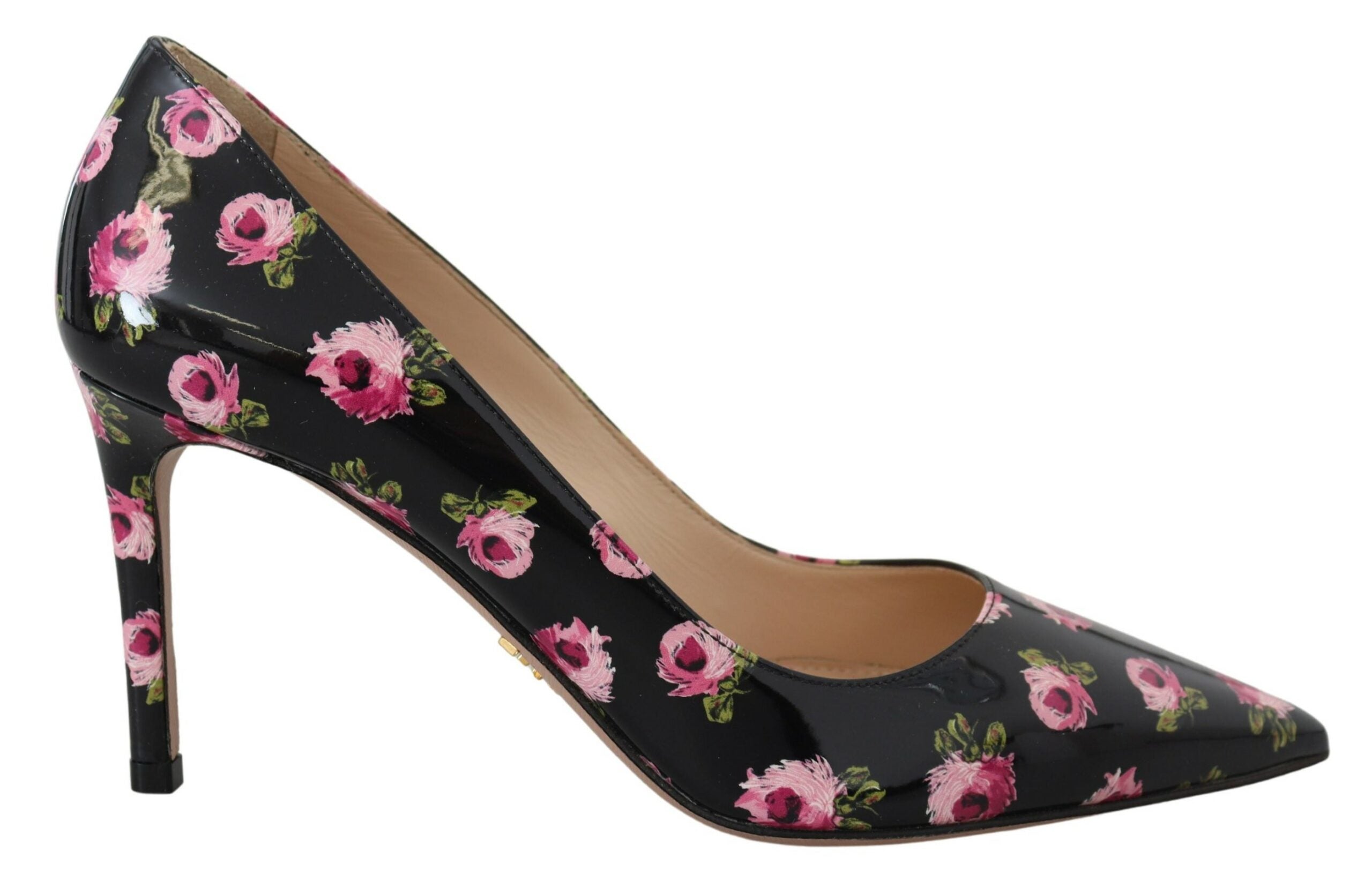 Prada Black Leather Floral Heels Stilettos Pumps - Luxury Boutique Co