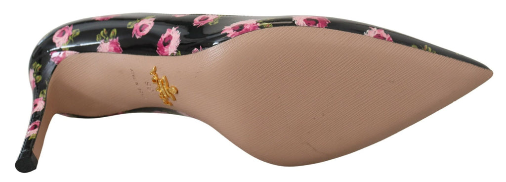 Prada Black Leather Floral Heels Stilettos Pumps - Luxury Boutique Co