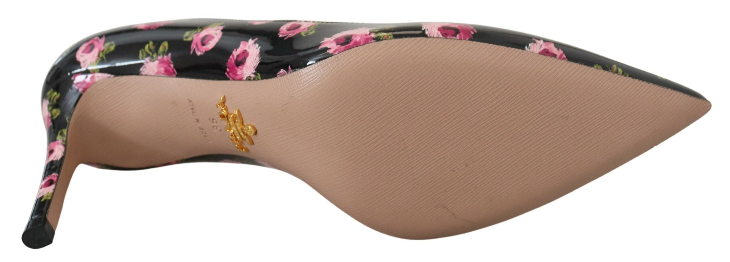 Prada Black Leather Floral Heels Stilettos Pumps - Luxury Boutique Co