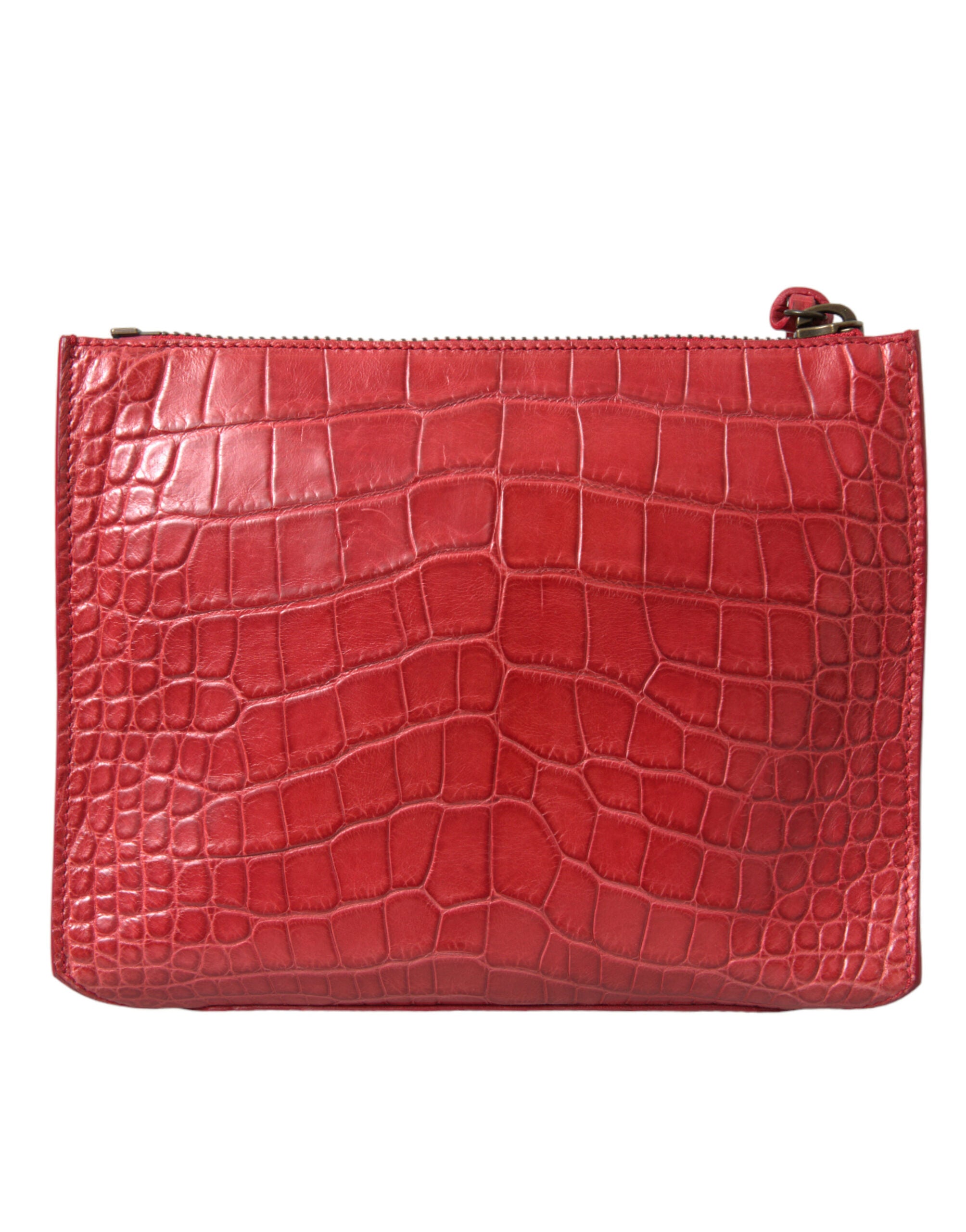 Balenciaga Red Exotic Skin Leather Classic Pouch Purse Wristlet Bag - Luxury Boutique Co