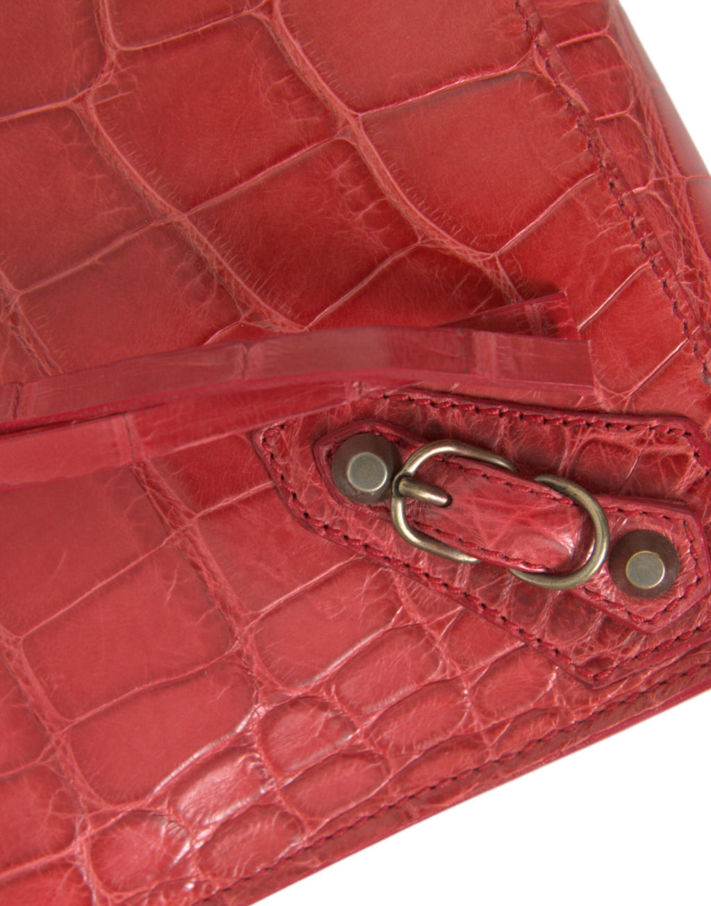 Balenciaga Red Exotic Skin Leather Classic Pouch Purse Wristlet Bag - Luxury Boutique Co