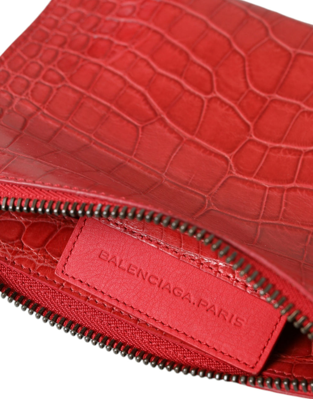 Balenciaga Red Exotic Skin Leather Classic Pouch Purse Wristlet Bag - Luxury Boutique Co
