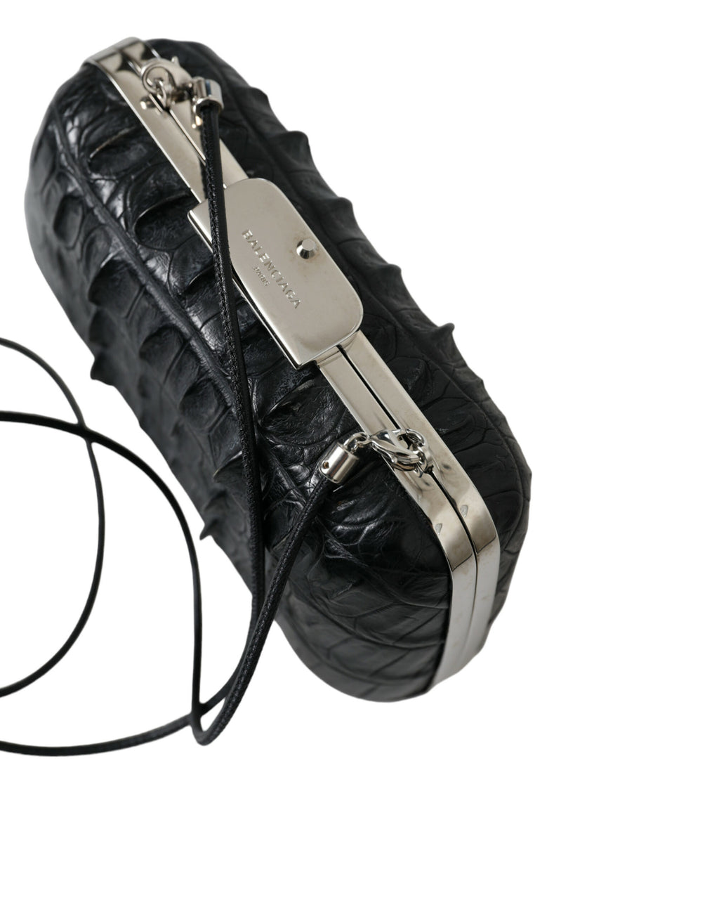 Balenciaga Black Exotic Skin Leather Shoulder Crossbody Box Clutch Bag - Luxury Boutique Co