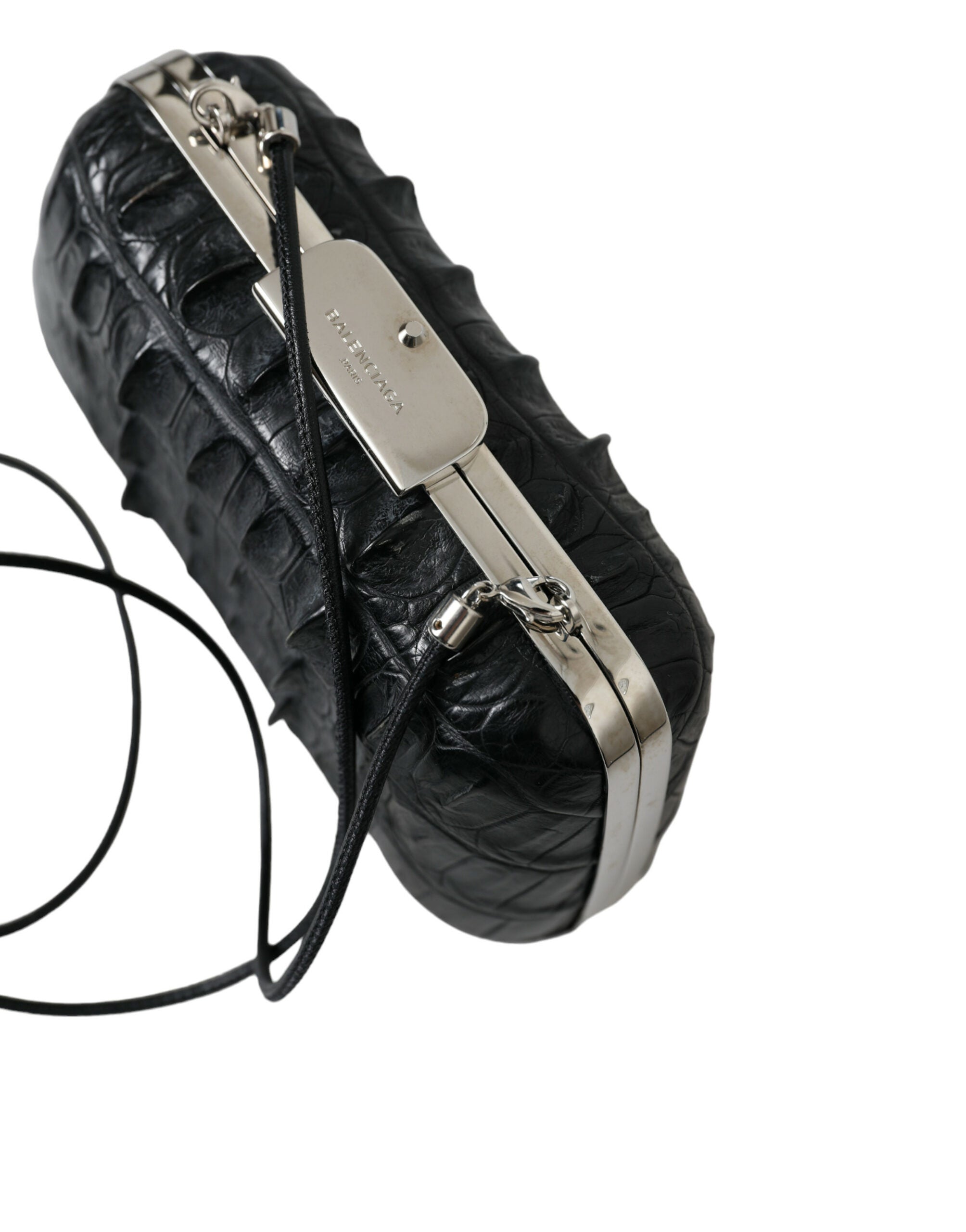 Balenciaga Black Exotic Skin Leather Shoulder Crossbody Box Clutch Bag - Luxury Boutique Co