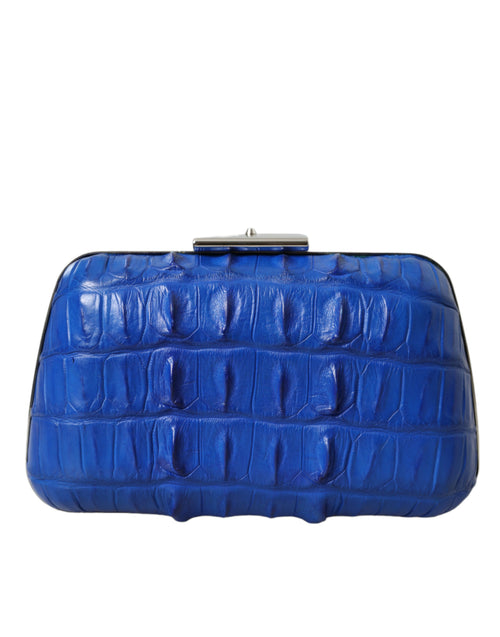 Balenciaga Blue Exotic Skin Leather Shoulder Crossbody Box Clutch Bag - Luxury Boutique Co