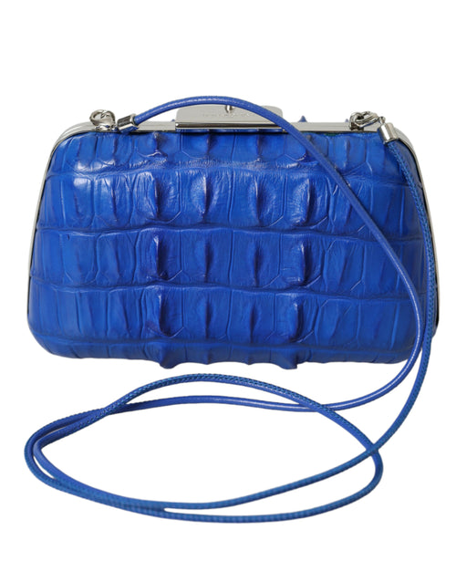 Balenciaga Blue Exotic Skin Leather Shoulder Crossbody Box Clutch Bag - Luxury Boutique Co