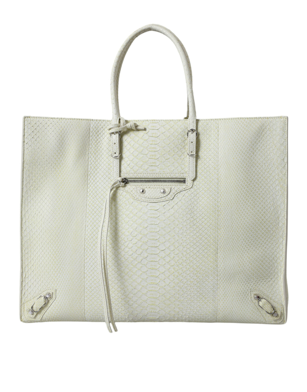 Balenciaga White Yellow Exotic Skin Leather Shopping Tote PAPIER Bag - Luxury Boutique Co
