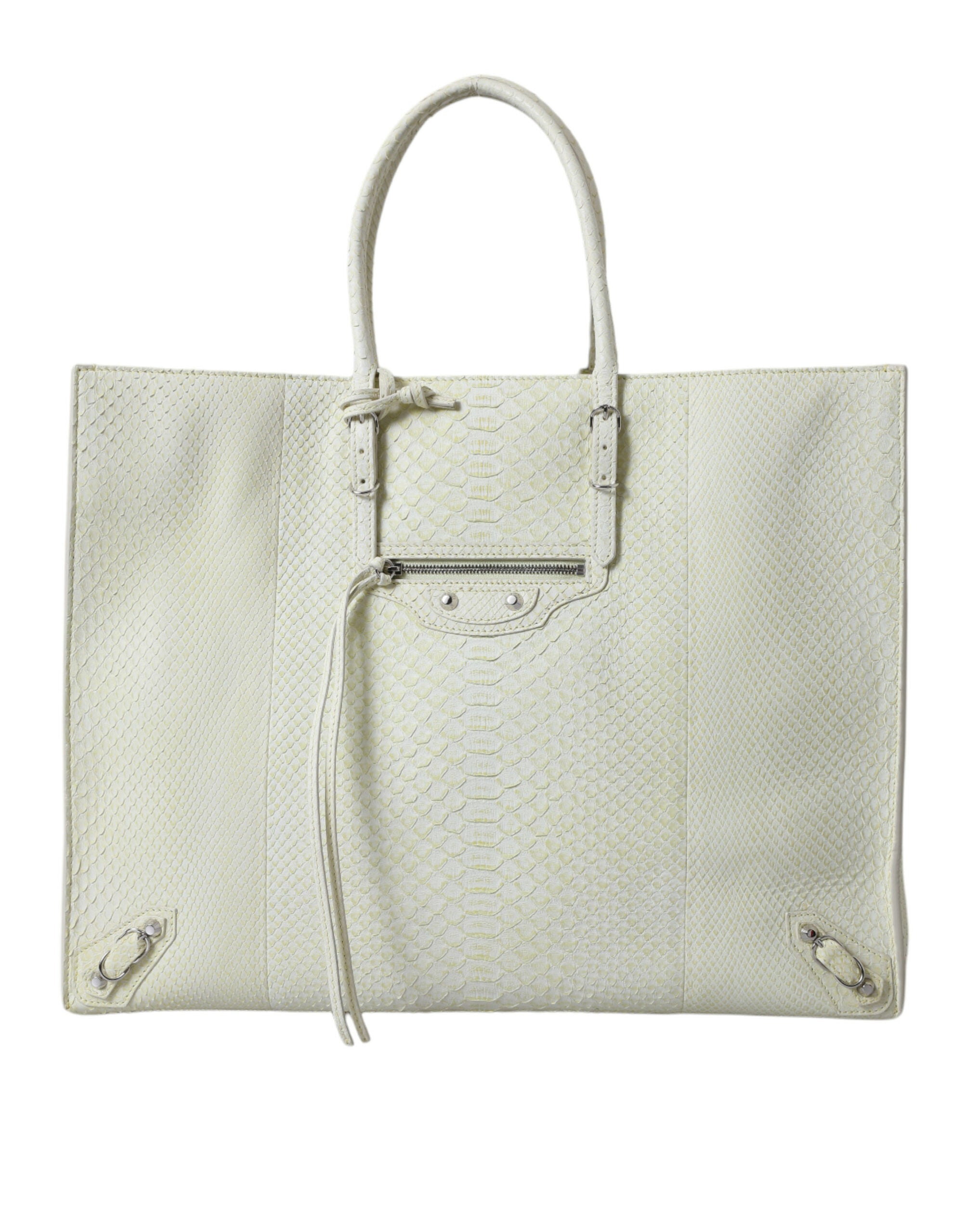 Balenciaga White Yellow Exotic Skin Leather Shopping Tote PAPIER Bag - Luxury Boutique Co