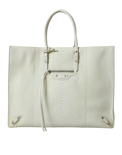 Balenciaga White Yellow Exotic Skin Leather Shopping Tote PAPIER Bag - Luxury Boutique Co