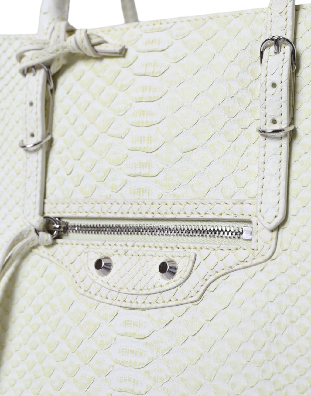 Balenciaga White Yellow Exotic Skin Leather Shopping Tote PAPIER Bag - Luxury Boutique Co