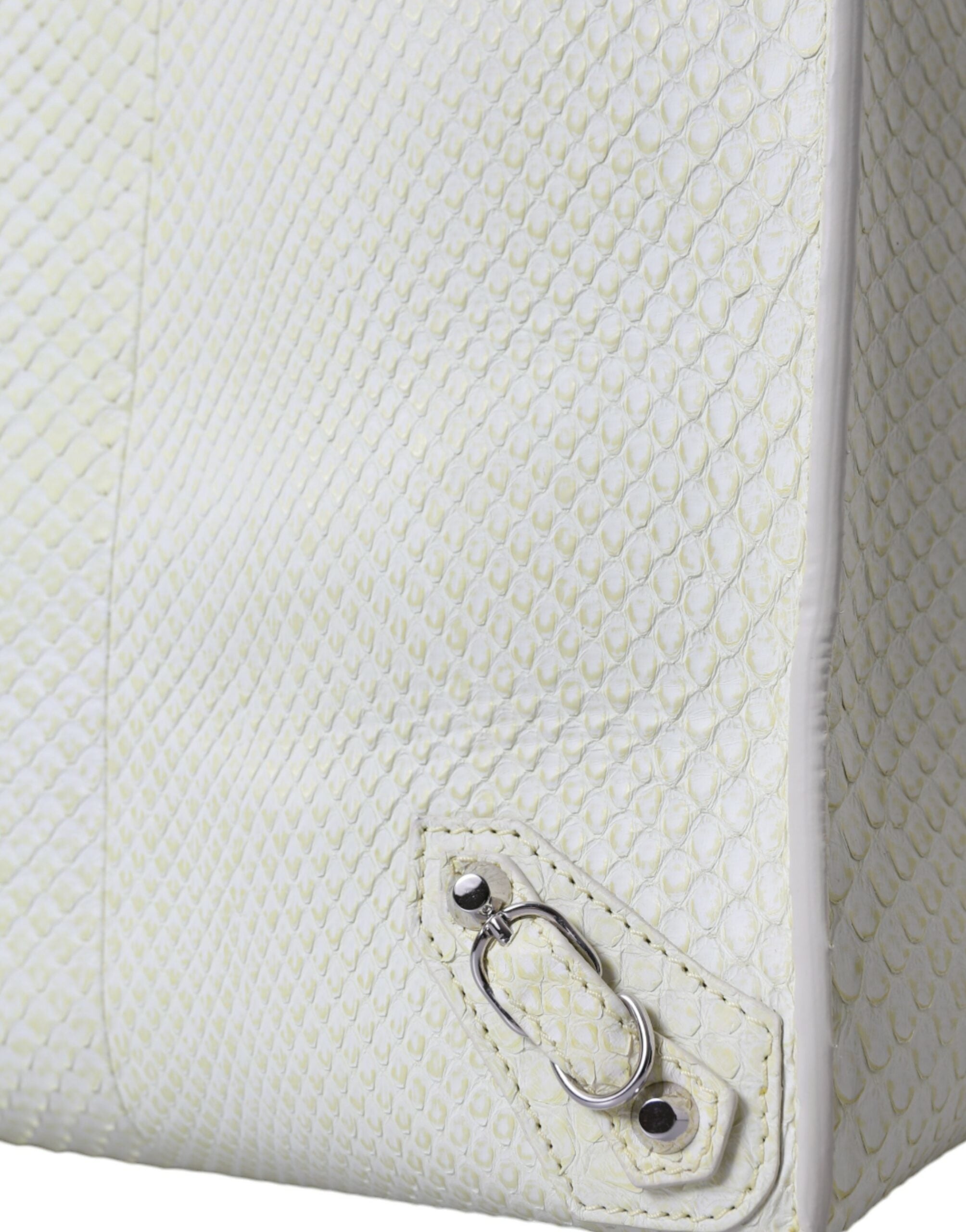 Balenciaga White Yellow Exotic Skin Leather Shopping Tote PAPIER Bag - Luxury Boutique Co