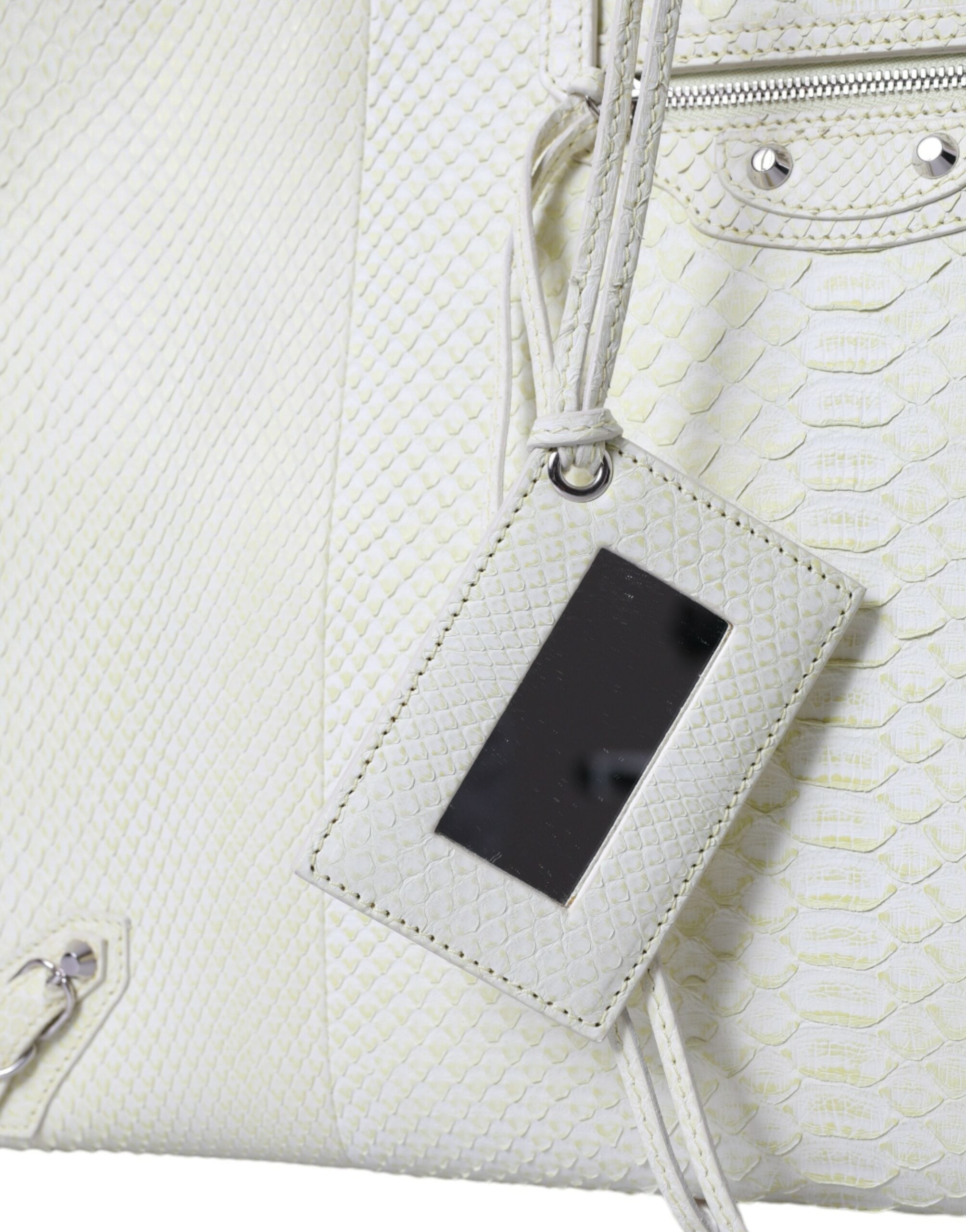 Balenciaga White Yellow Exotic Skin Leather Shopping Tote PAPIER Bag - Luxury Boutique Co