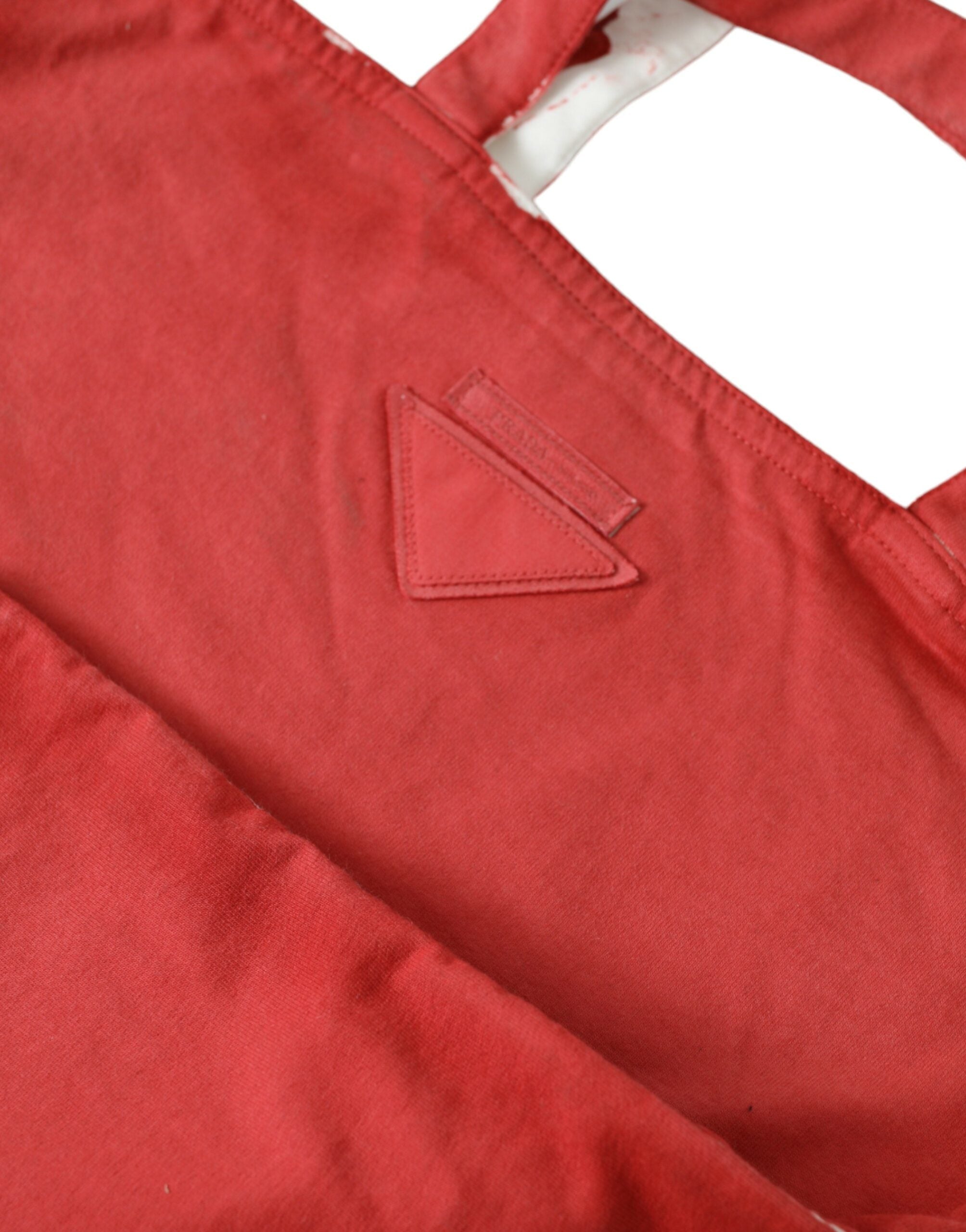Prada Red Jersey Fabric Logo Shoulder Shopping Tote Bag - Luxury Boutique Co