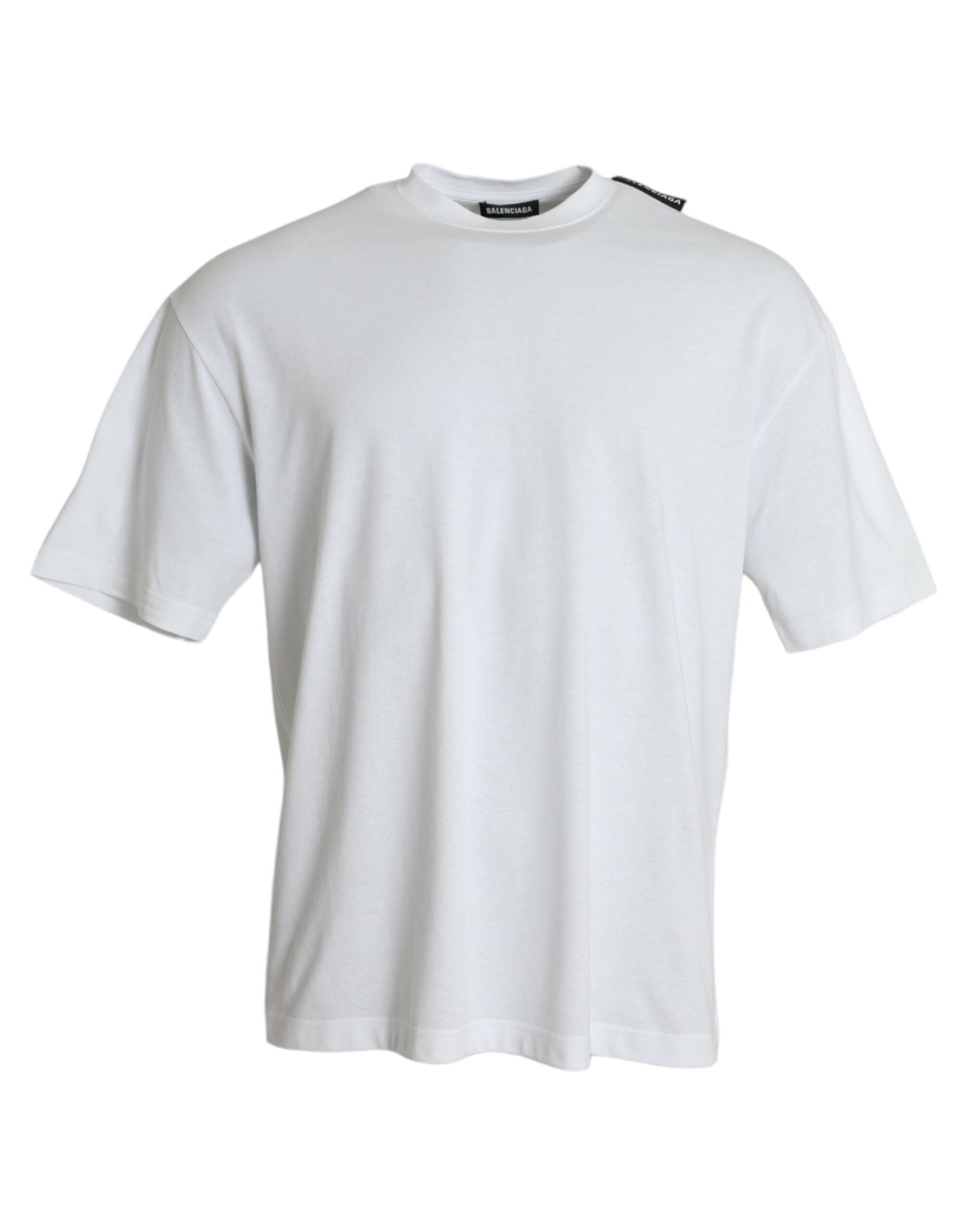 Balenciaga Off White Cotton Jersey Round Neck T-shirt - Luxury Boutique Co