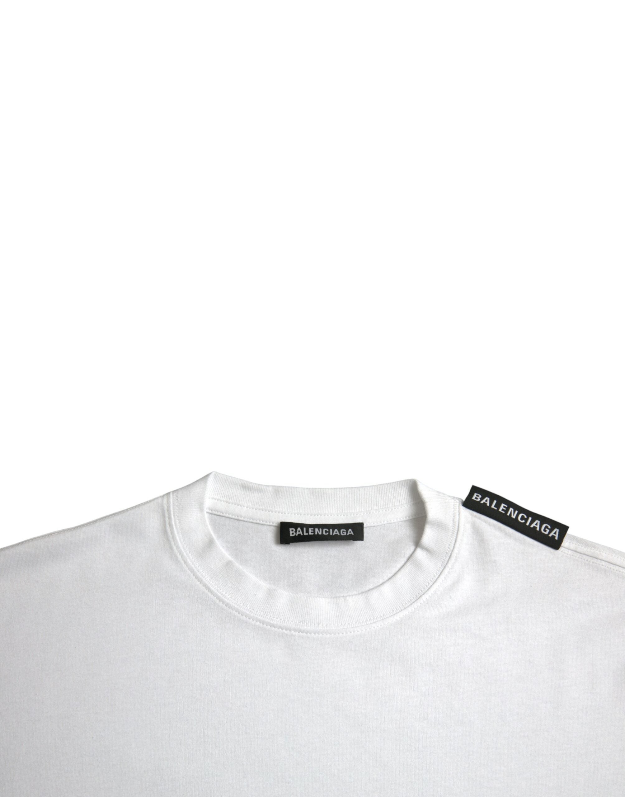 Balenciaga Off White Cotton Jersey Round Neck T-shirt - Luxury Boutique Co