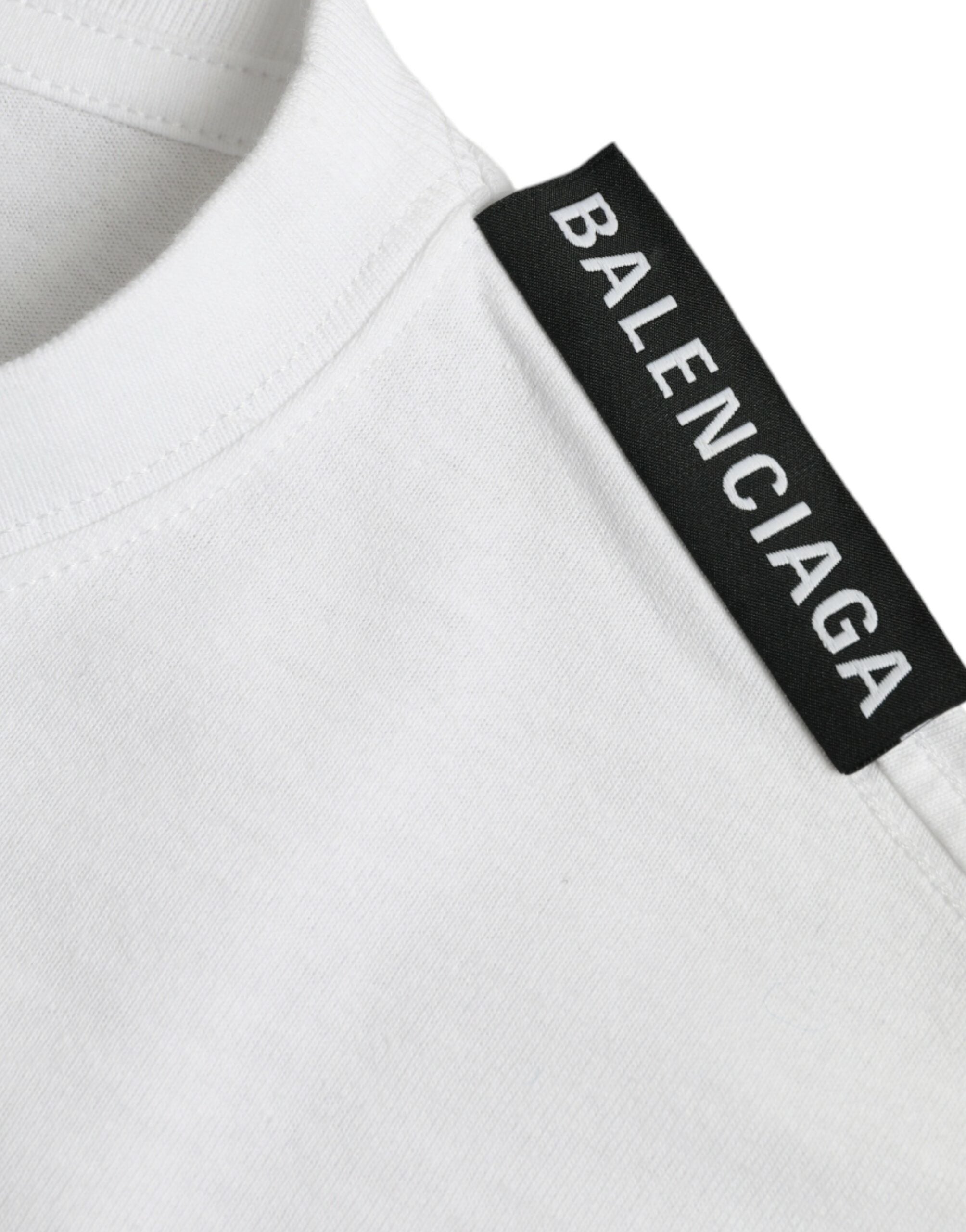 Balenciaga Off White Cotton Jersey Round Neck T-shirt - Luxury Boutique Co