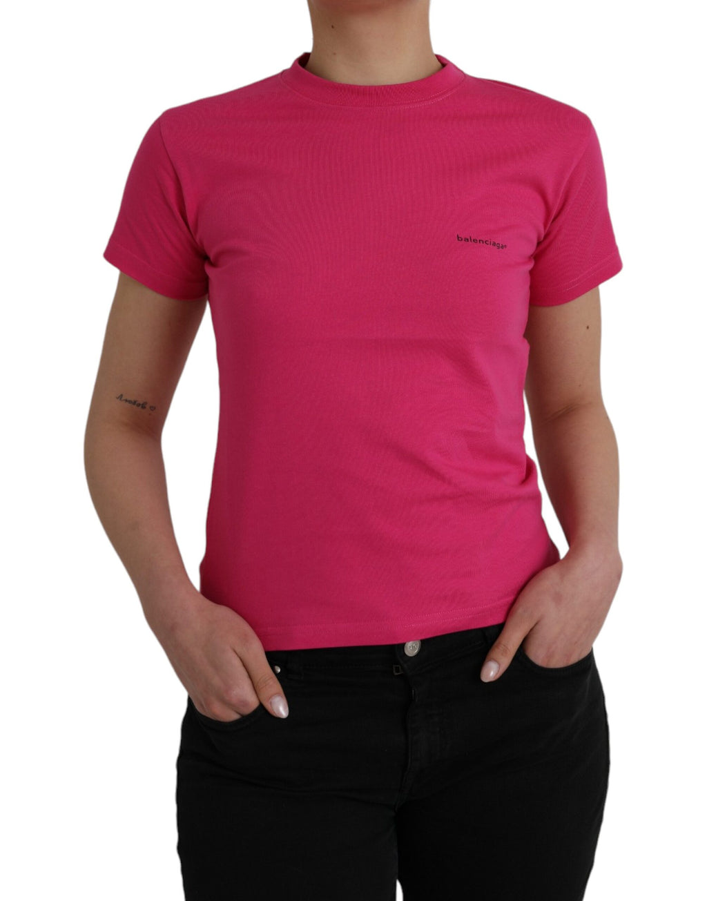 Balenciaga Pink Cotton Crew Neck Short Sleeves Tee T-shirt - Luxury Boutique Co