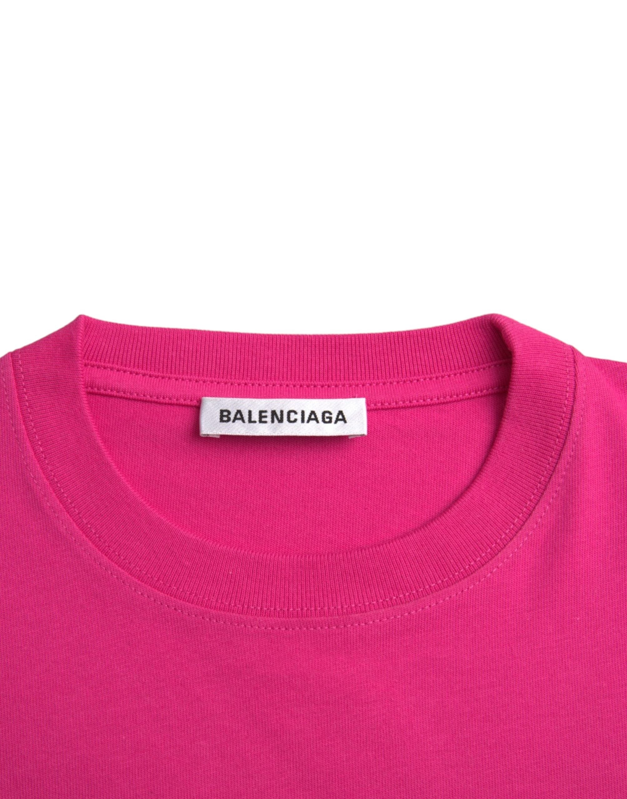 Balenciaga Pink Cotton Crew Neck Short Sleeves Tee T-shirt - Luxury Boutique Co