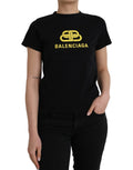 Balenciaga Black Cotton Logo Print Crew Neck Short Sleeves T-shirt - Luxury Boutique Co