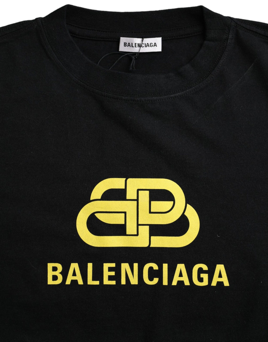 Balenciaga Black Cotton Logo Print Crew Neck Short Sleeves T-shirt - Luxury Boutique Co