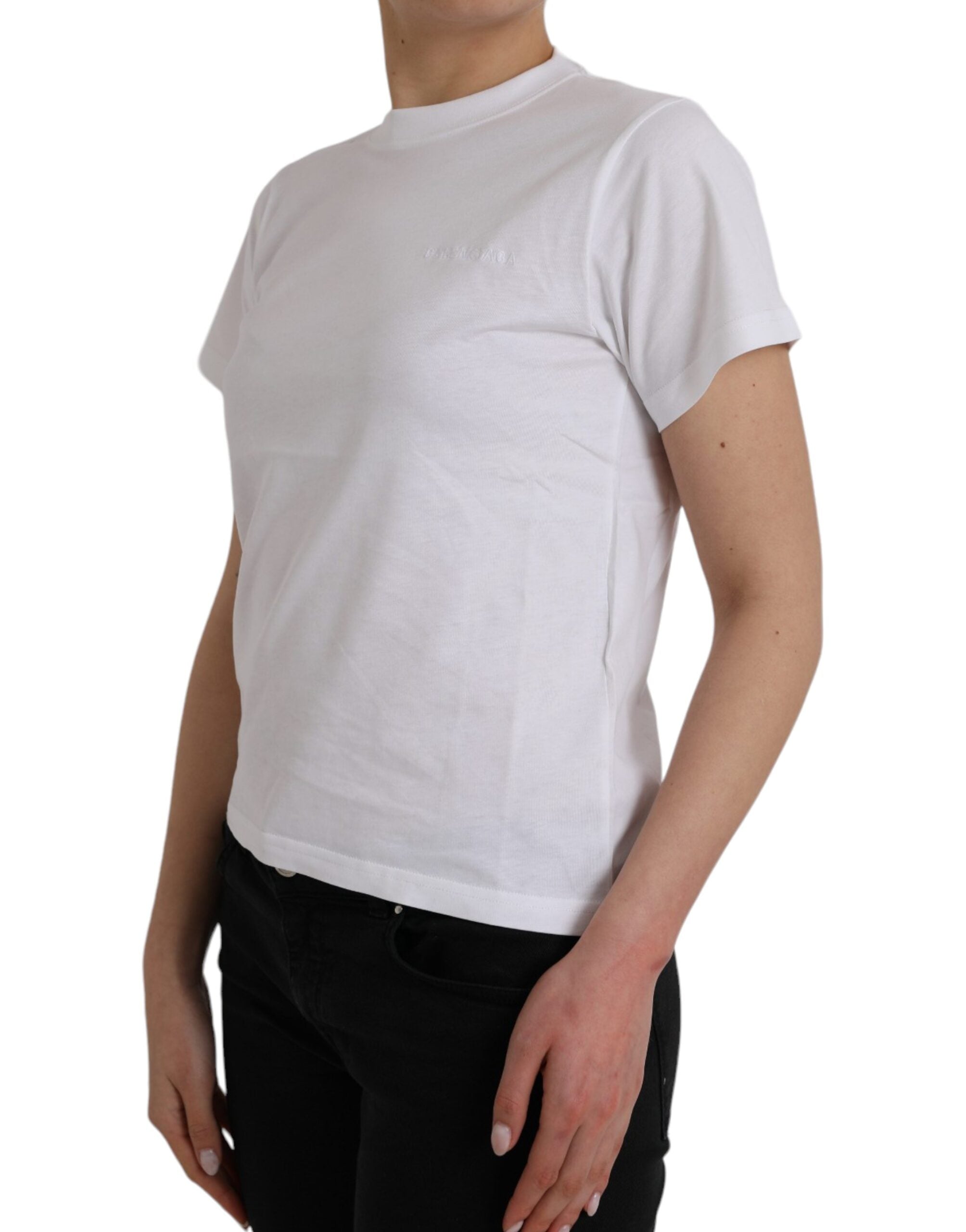 Balenciaga White Cotton Crew Neck Short Sleeves T-shirt - Luxury Boutique Co