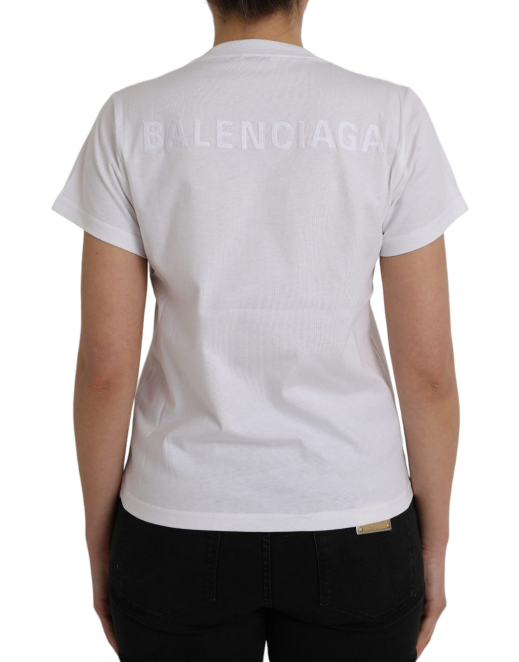 Balenciaga White Cotton Crew Neck Short Sleeves T-shirt - Luxury Boutique Co
