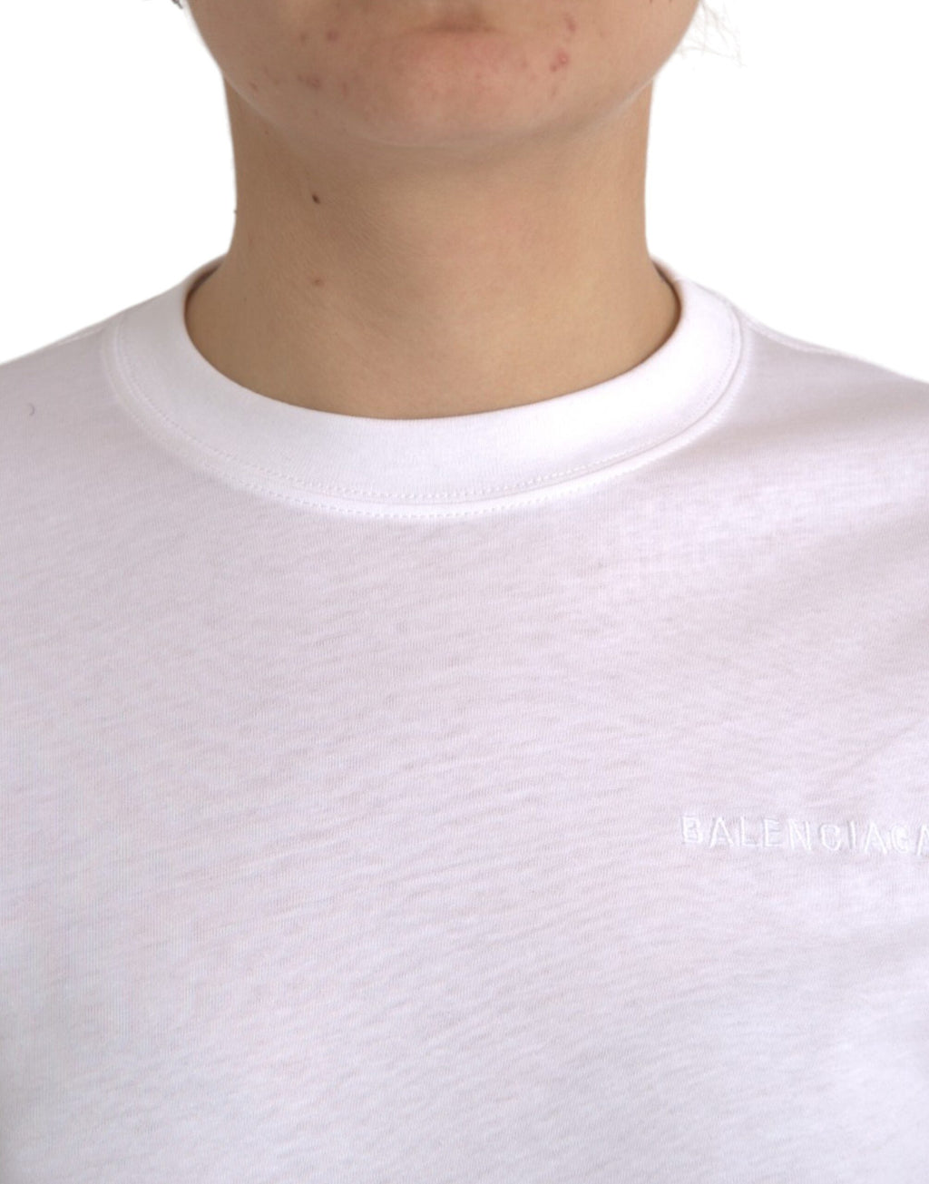 Balenciaga White Cotton Crew Neck Short Sleeves T-shirt - Luxury Boutique Co