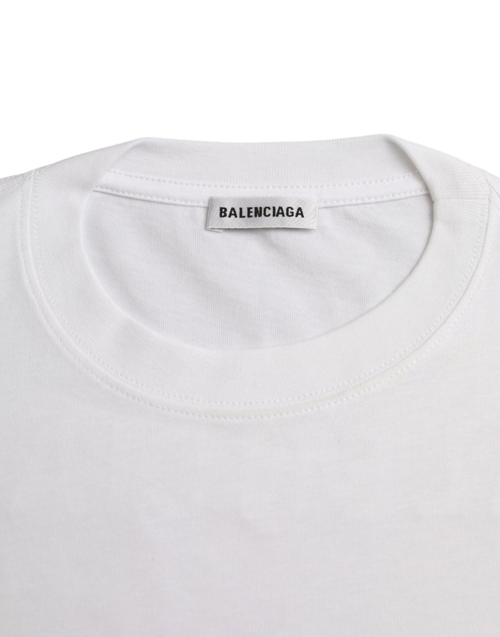 Balenciaga White Cotton Crew Neck Short Sleeves T-shirt - Luxury Boutique Co