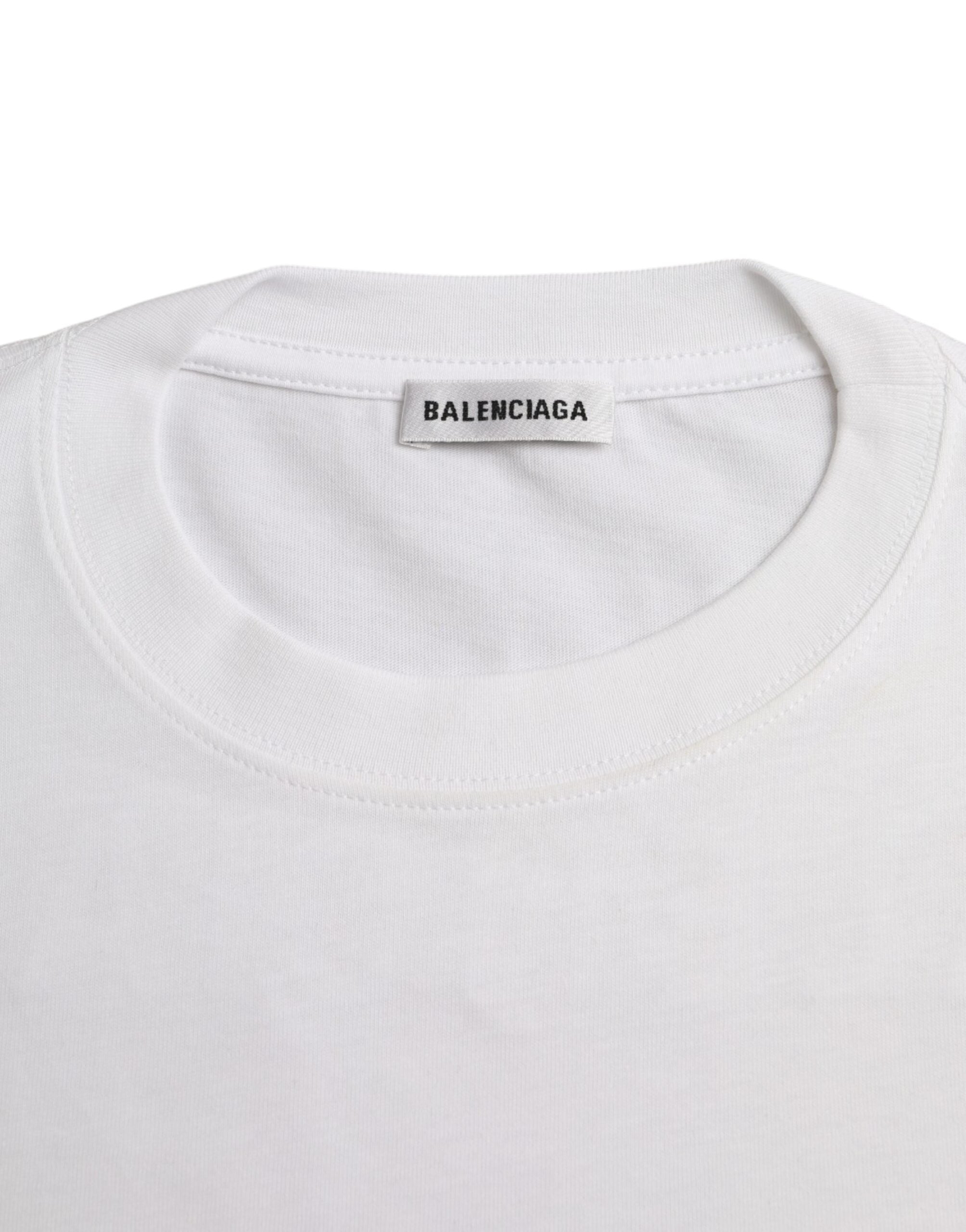 Balenciaga White Cotton Crew Neck Short Sleeves T-shirt - Luxury Boutique Co