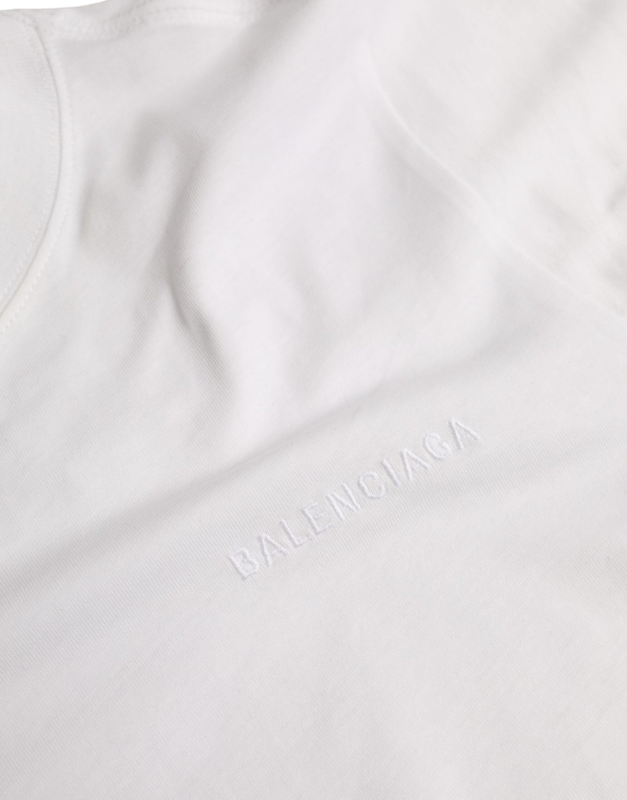 Balenciaga White Cotton Crew Neck Short Sleeves T-shirt - Luxury Boutique Co