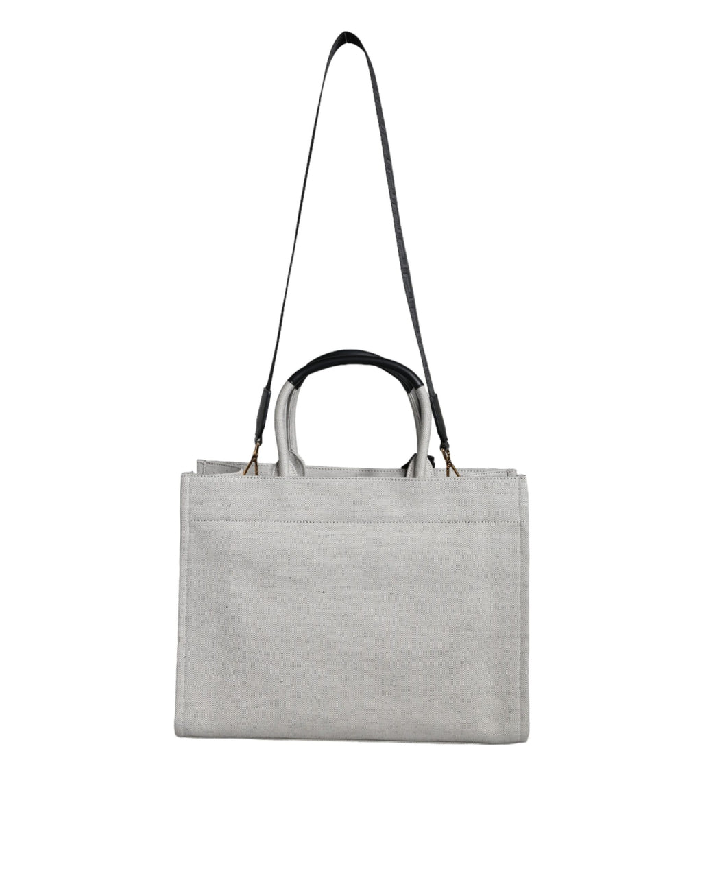 Versace White Top Handle Canvas Leather Logo Crossbody Tote Bag - Luxury Boutique Co