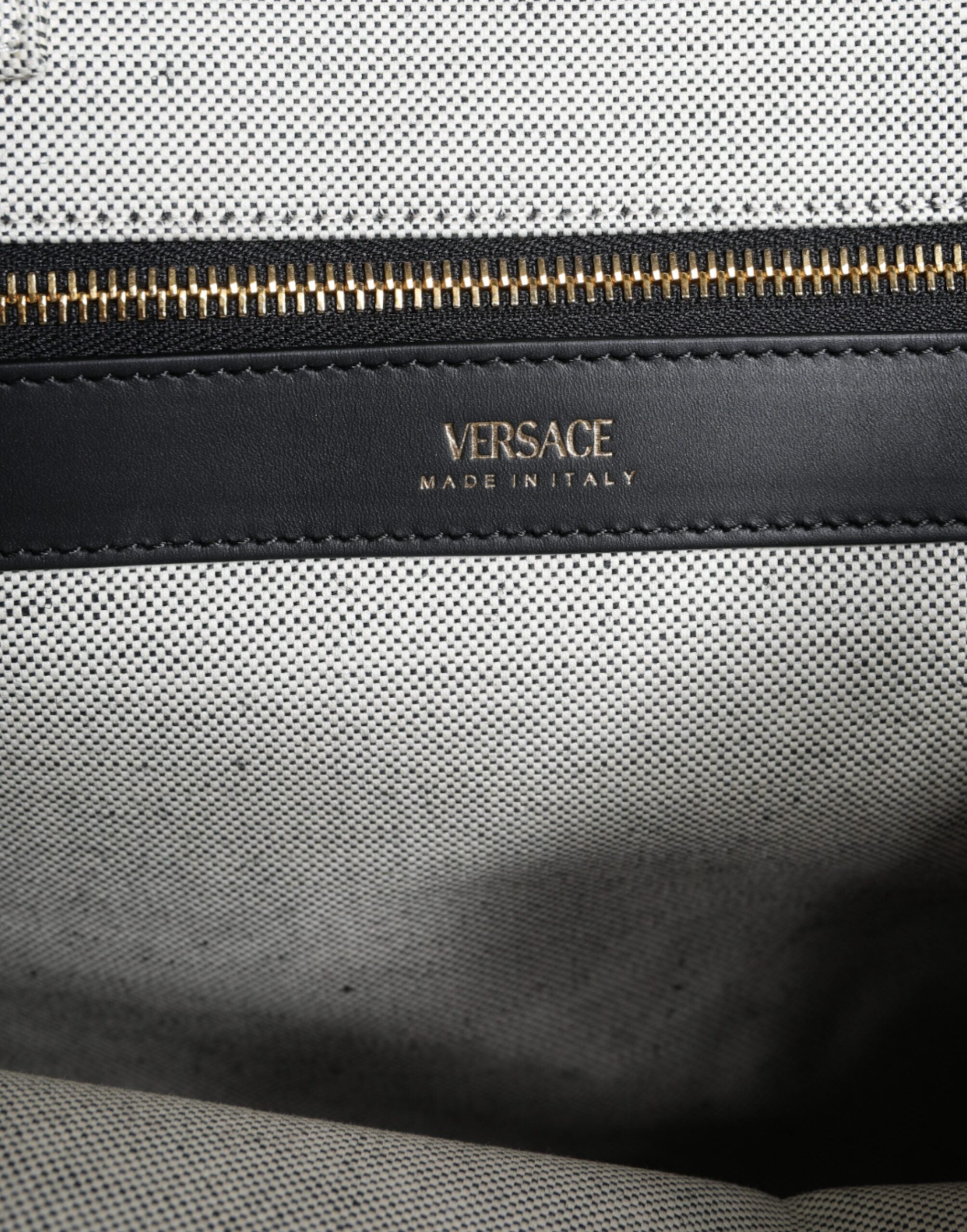 Versace White Top Handle Canvas Leather Logo Crossbody Tote Bag - Luxury Boutique Co