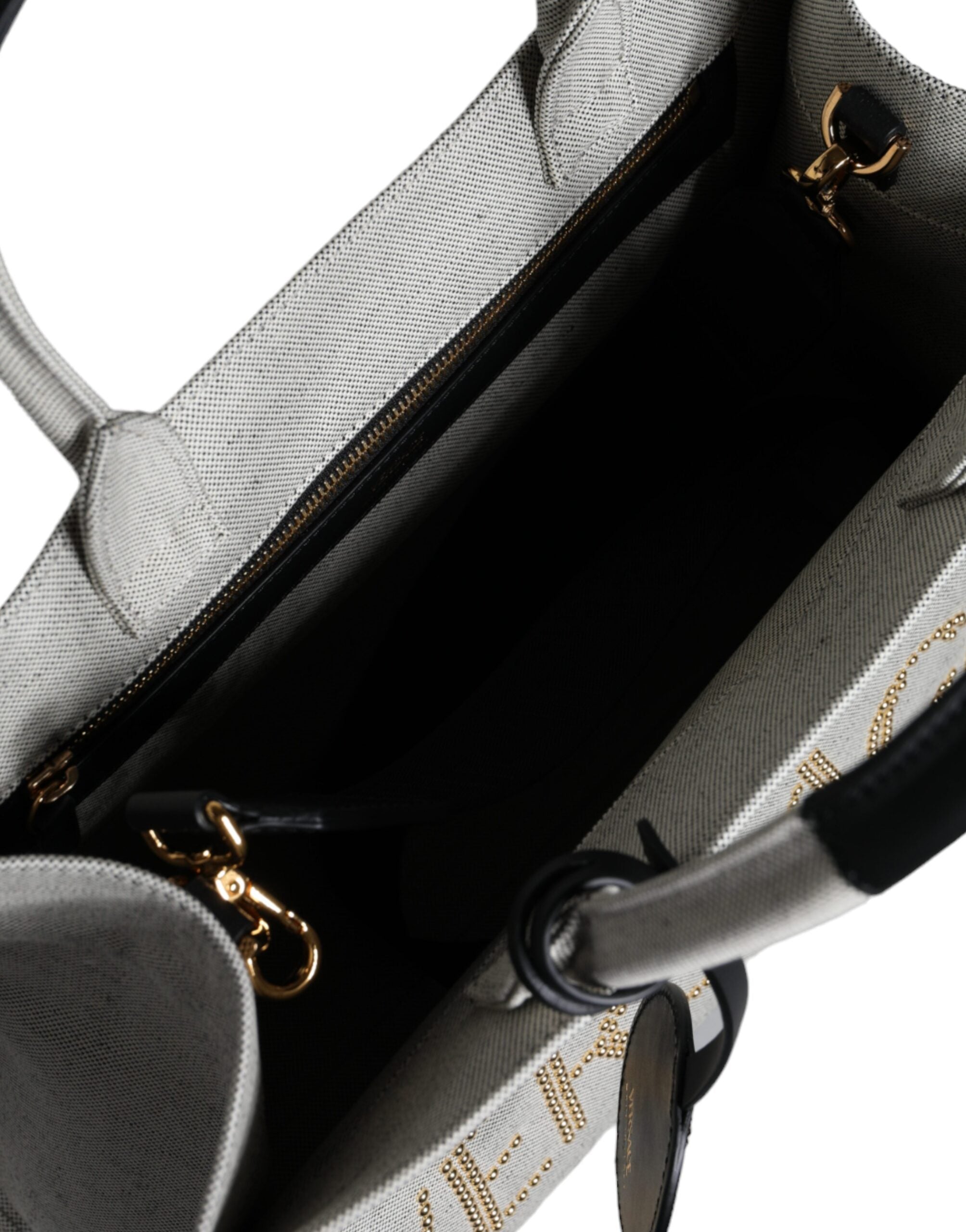 Versace White Top Handle Canvas Leather Logo Crossbody Tote Bag - Luxury Boutique Co