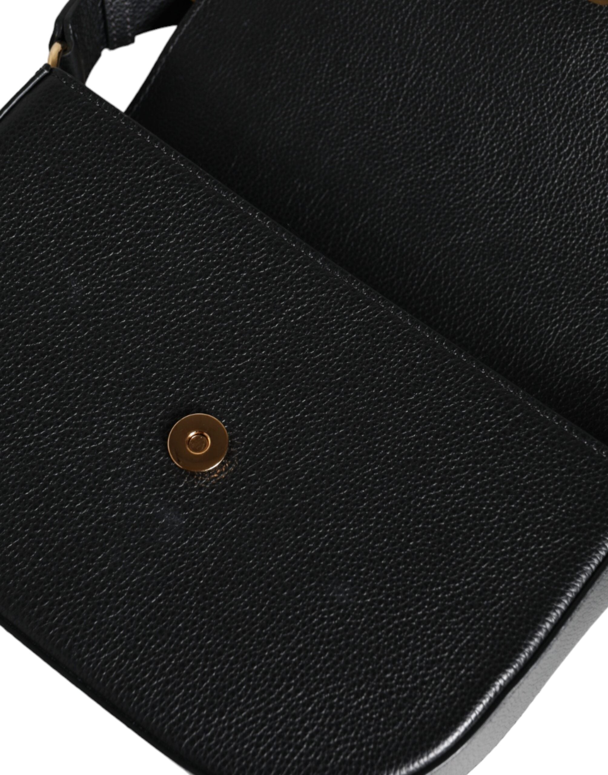 Versace Black Grainy Calf Leather Logo Crossbody Shoulder Bag - Luxury Boutique Co