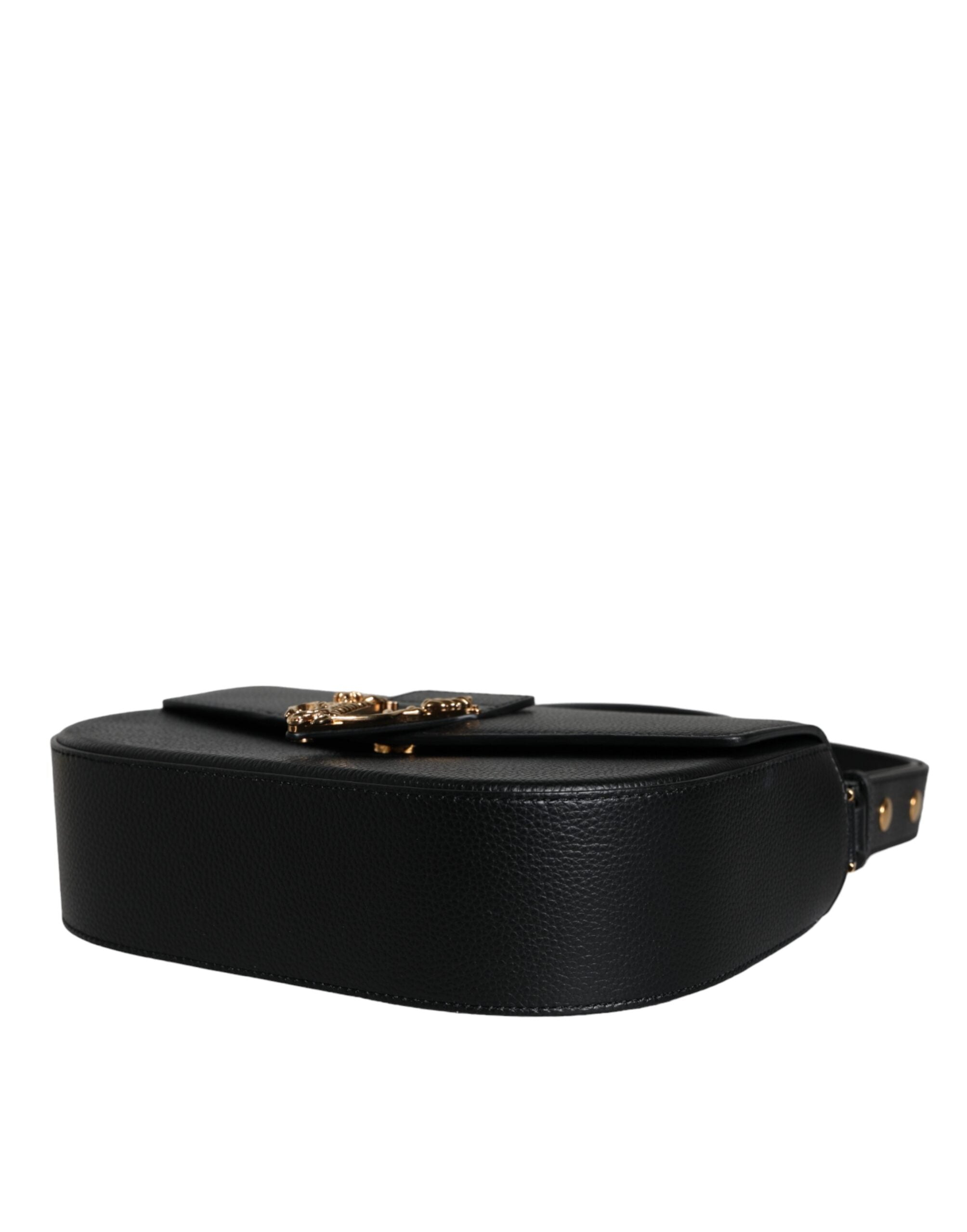 Versace Black Grainy Calf Leather Logo Crossbody Shoulder Bag - Luxury Boutique Co