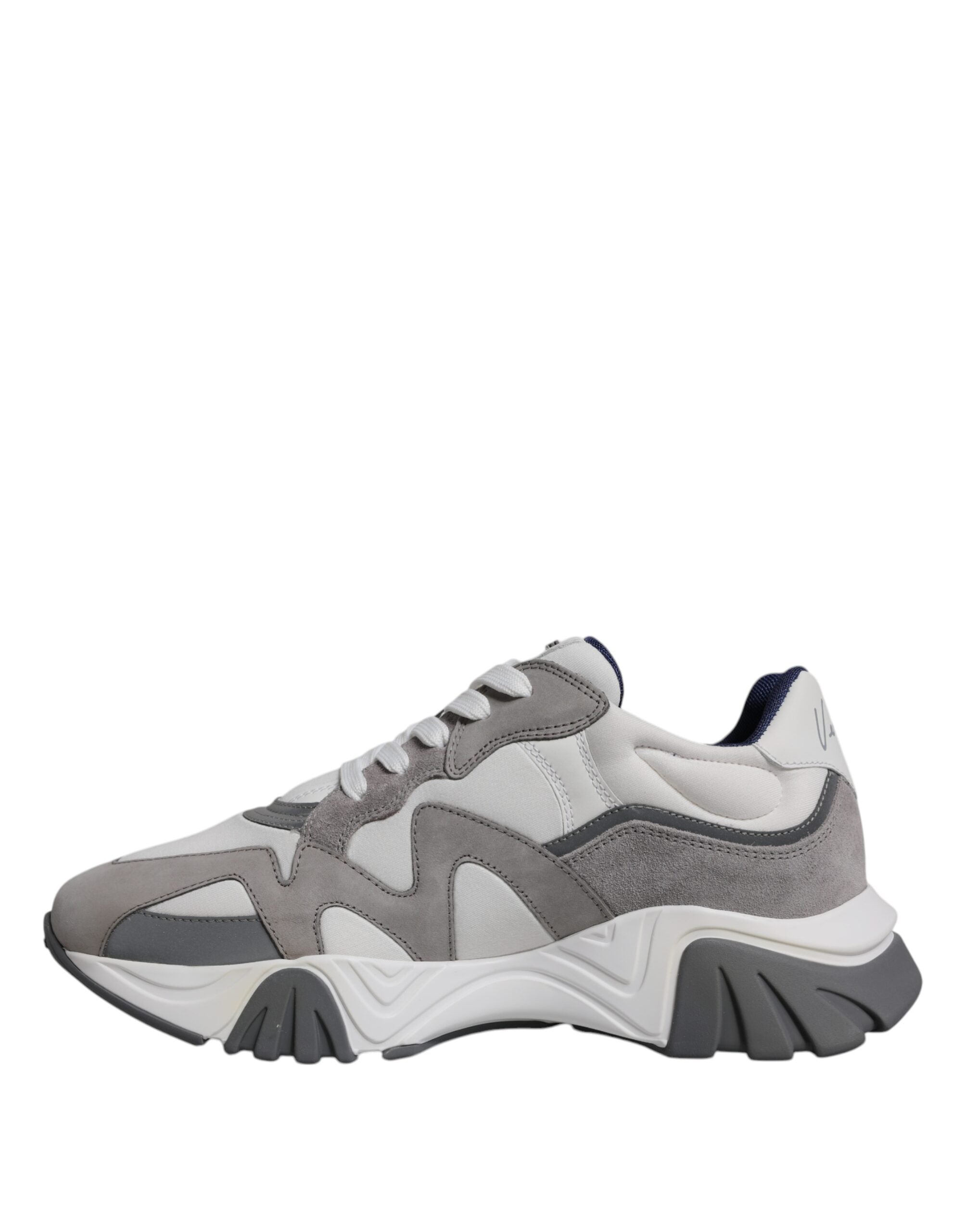 Versace Grey Leather Neoprene Chunky Low Top Squalo Sneakers Shoes - Luxury Boutique Co