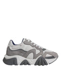 Versace Grey Leather Neoprene Chunky Low Top Squalo Sneakers Shoes - Luxury Boutique Co