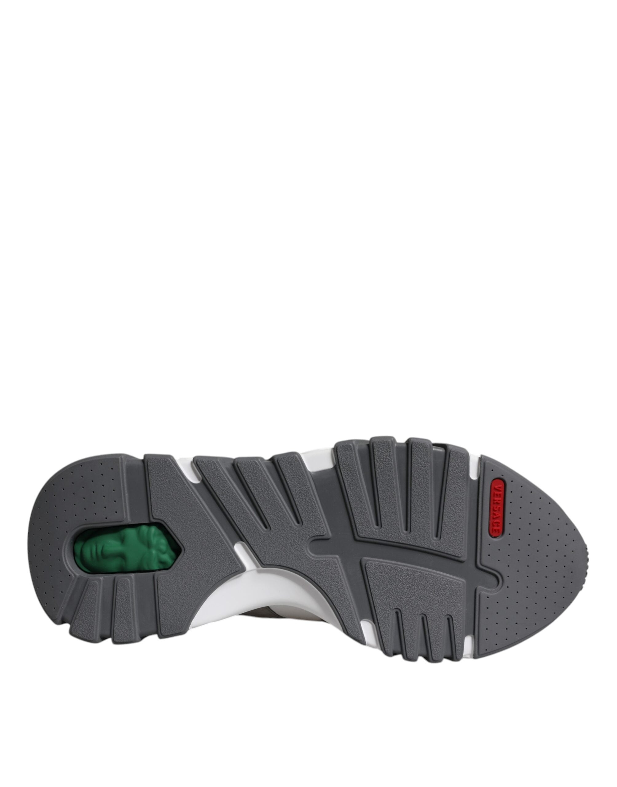 Versace Grey Leather Neoprene Chunky Low Top Squalo Sneakers Shoes - Luxury Boutique Co