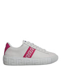 Versace White Pink Greca Print Platform Low Top Sneakers Shoes - Luxury Boutique Co