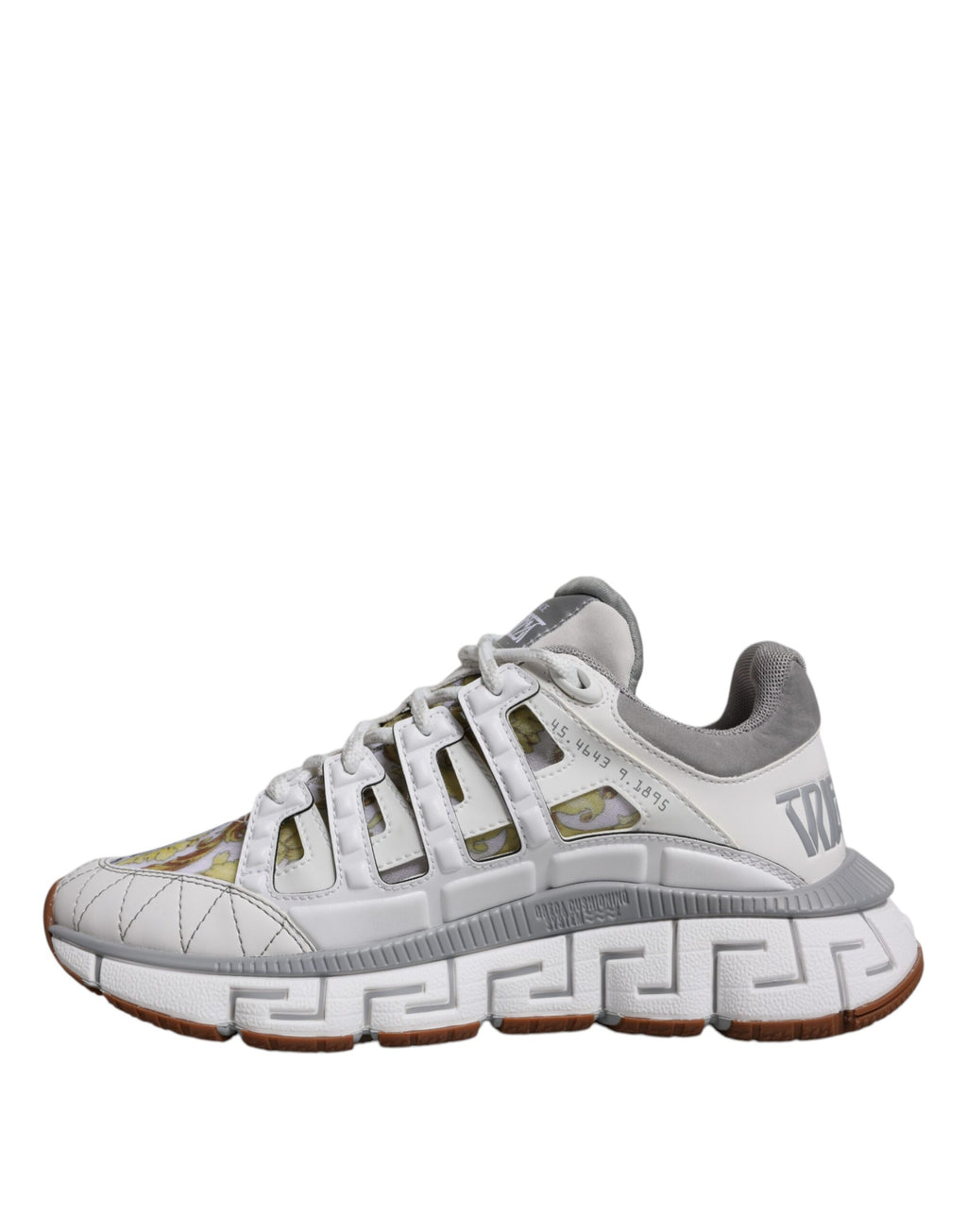 Versace White Trigreca Barocco Print Low Top Sneakers Shoes - Luxury Boutique Co