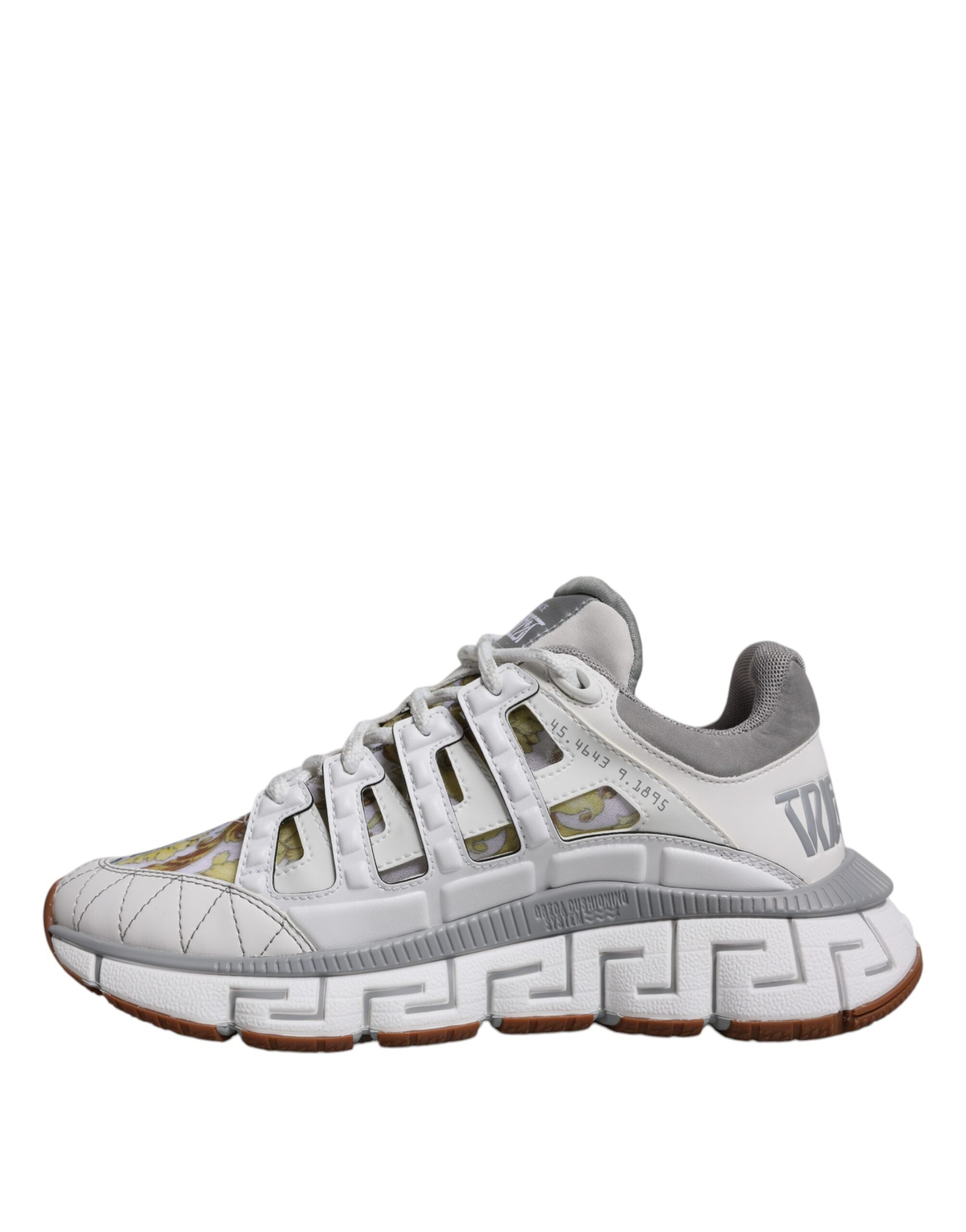 Versace White Trigreca Barocco Print Low Top Sneakers Shoes - Luxury Boutique Co