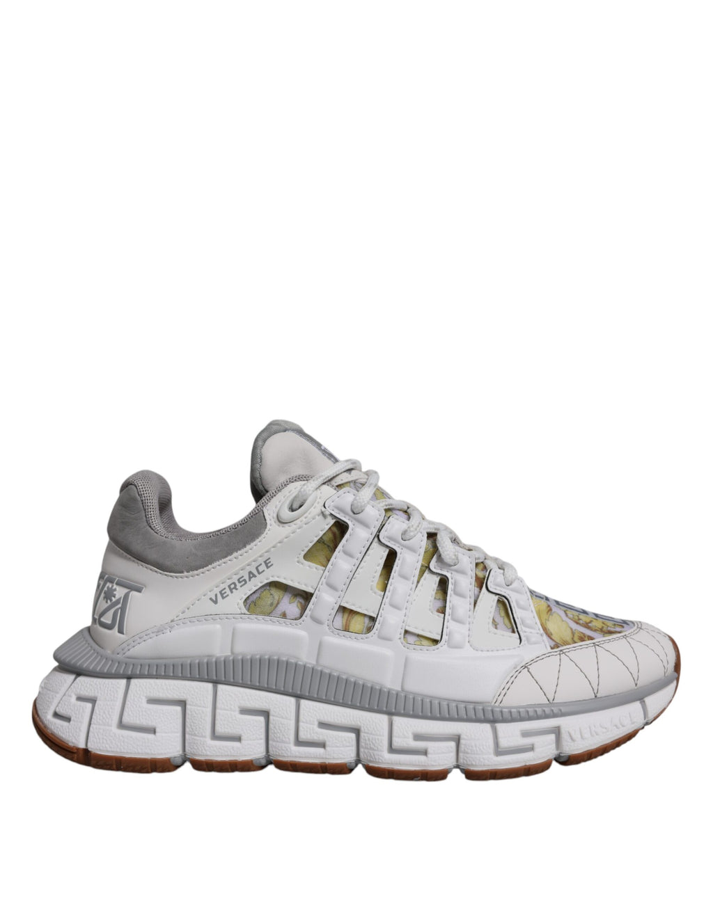 Versace White Trigreca Barocco Print Low Top Sneakers Shoes - Luxury Boutique Co