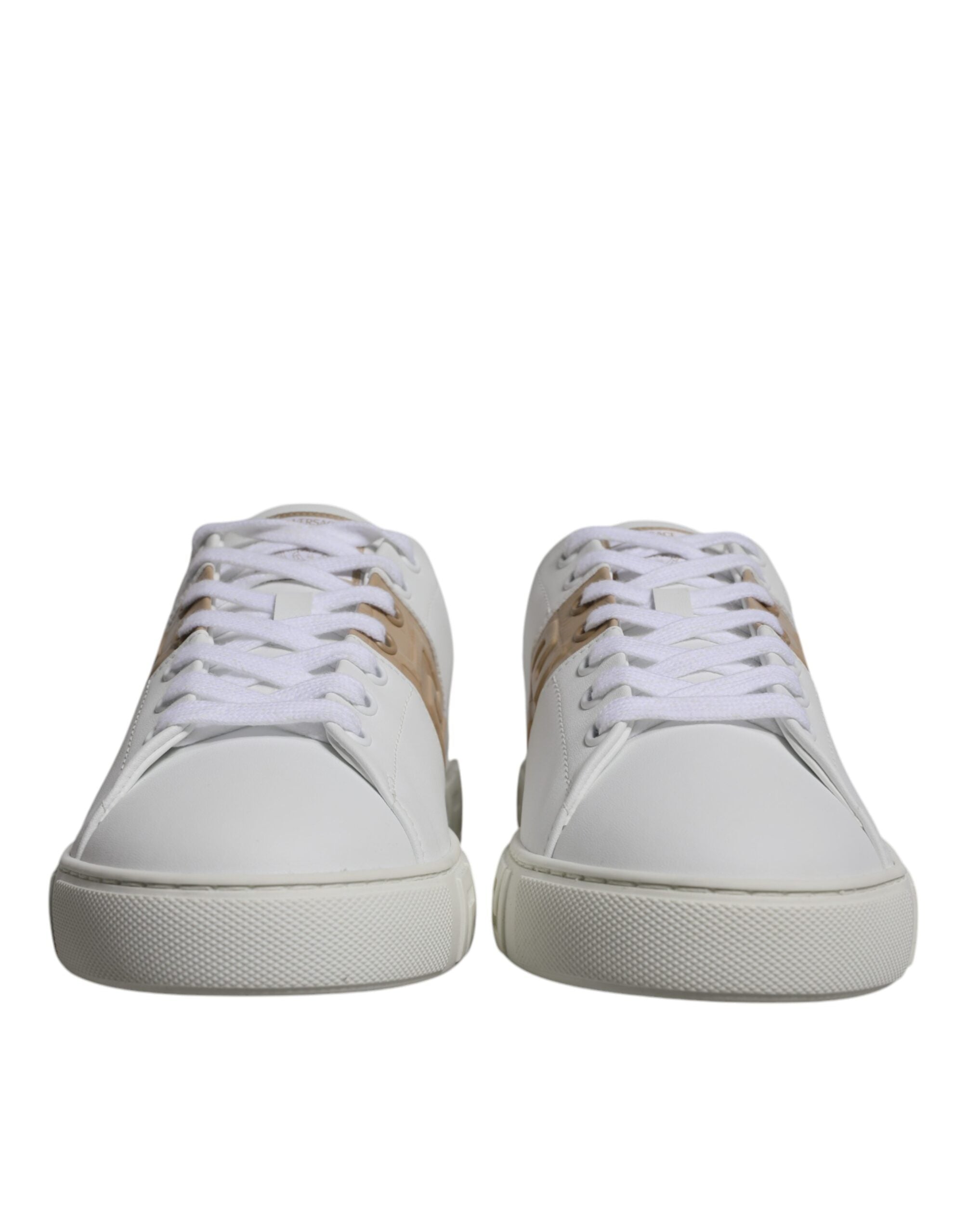 Versace White Brown Greca Print TPU Low Top Men Sneakers Shoes - Luxury Boutique Co