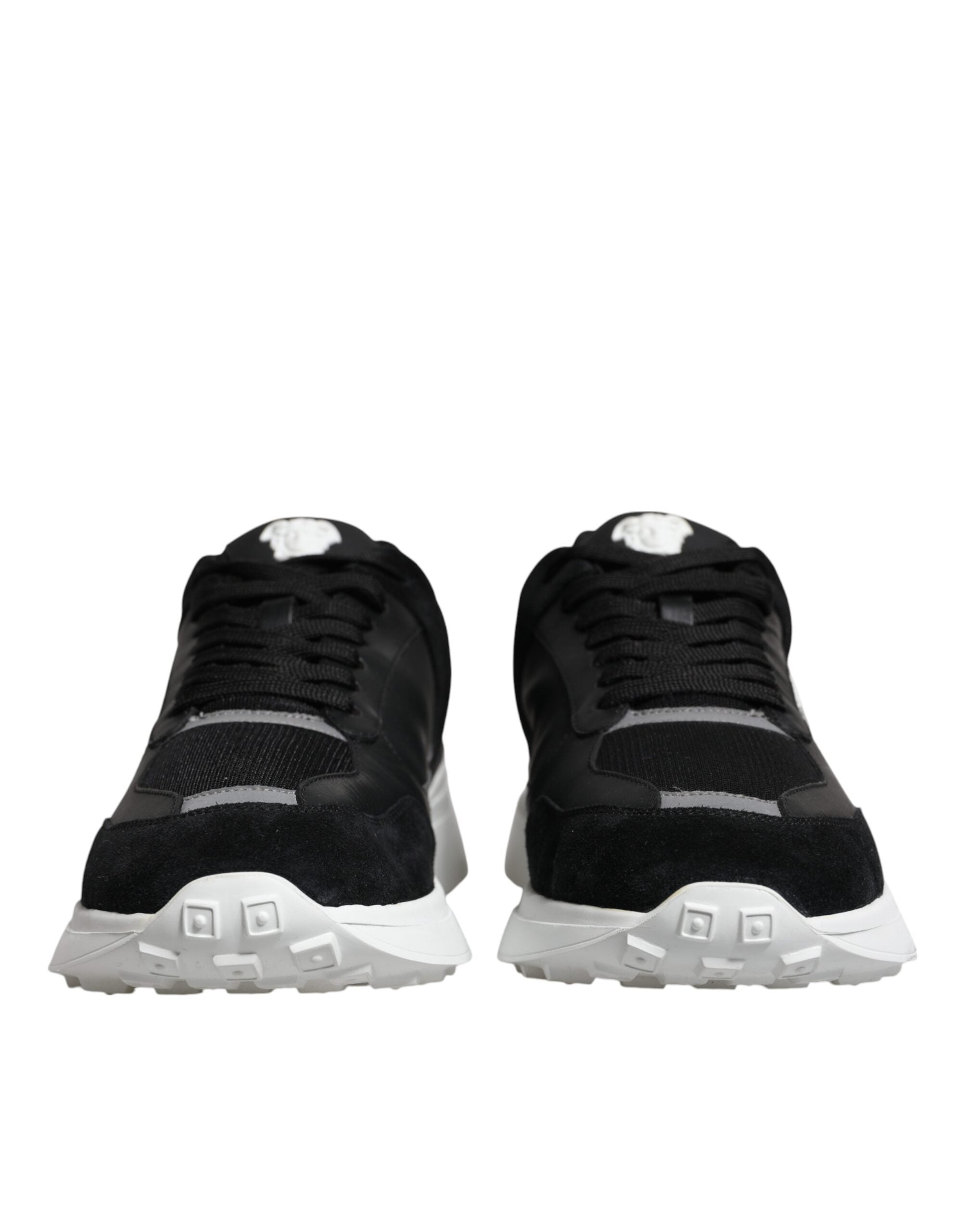 Versace Black Canvas Quad Fabric Medusa Low Top Sneaker Shoes - Luxury Boutique Co