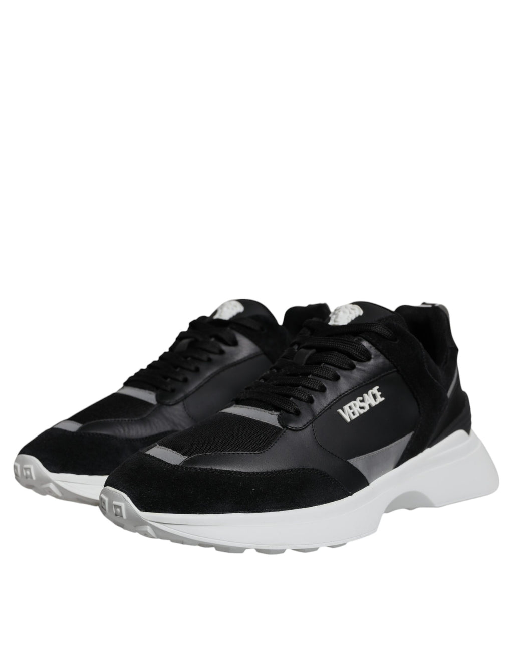 Versace Black Canvas Quad Fabric Medusa Low Top Sneaker Shoes - Luxury Boutique Co