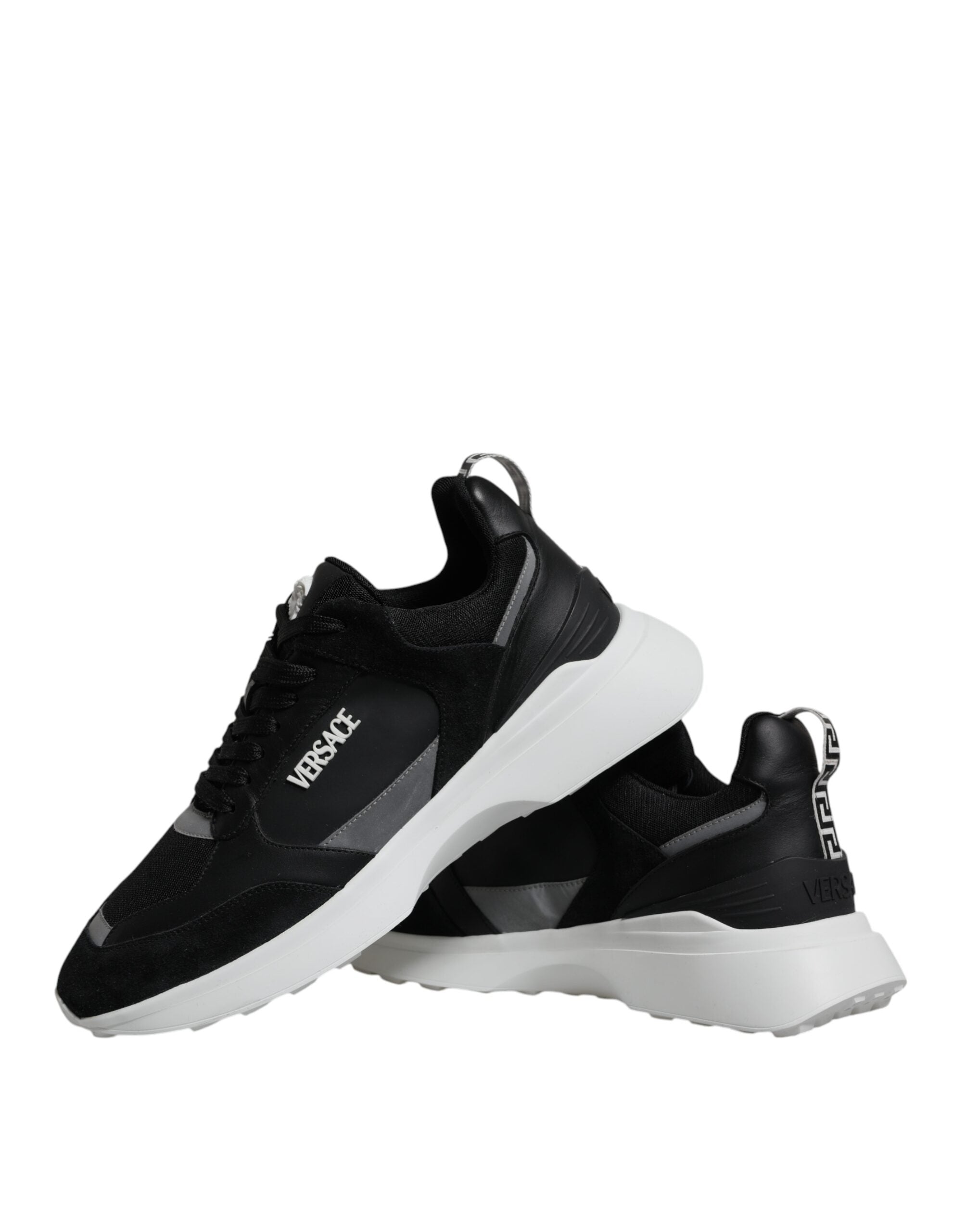Versace Black Canvas Quad Fabric Medusa Low Top Sneaker Shoes - Luxury Boutique Co