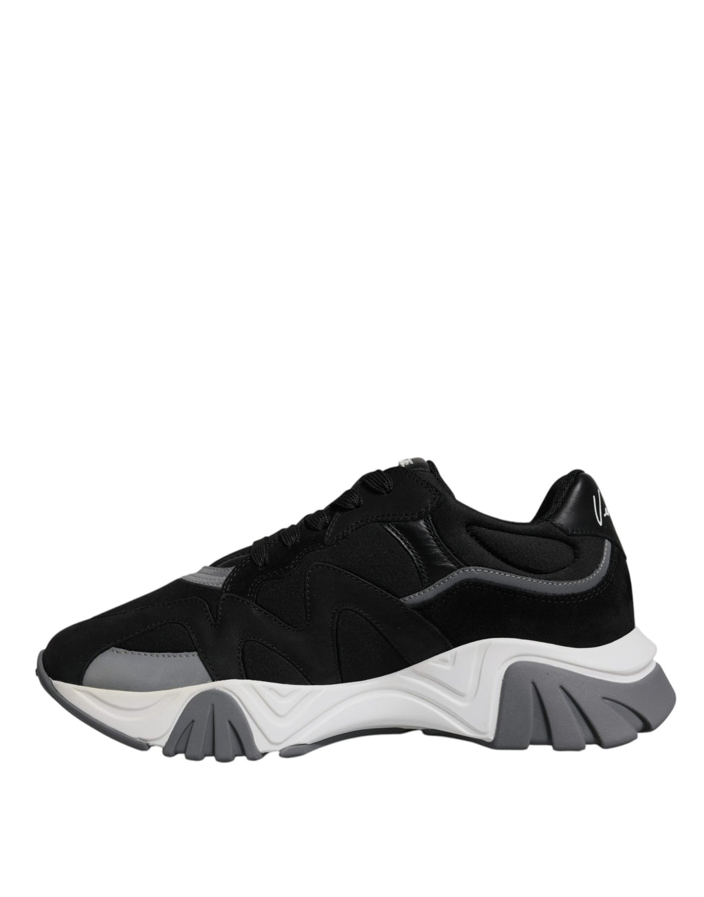 Versace Black Leather Neoprene Chunky Low Top Sneakers Squalo Shoes - Luxury Boutique Co