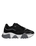 Versace Black Leather Neoprene Chunky Low Top Sneakers Squalo Shoes - Luxury Boutique Co